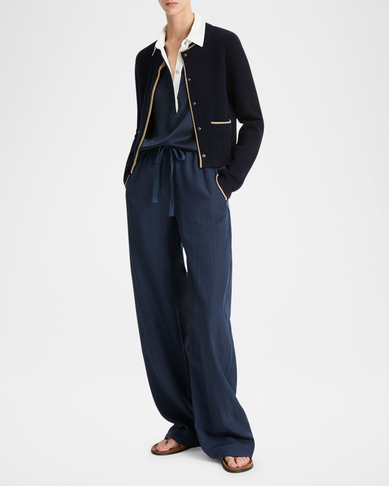 Vince Contrast Wool-Cashmere Snap Cardigan outlook