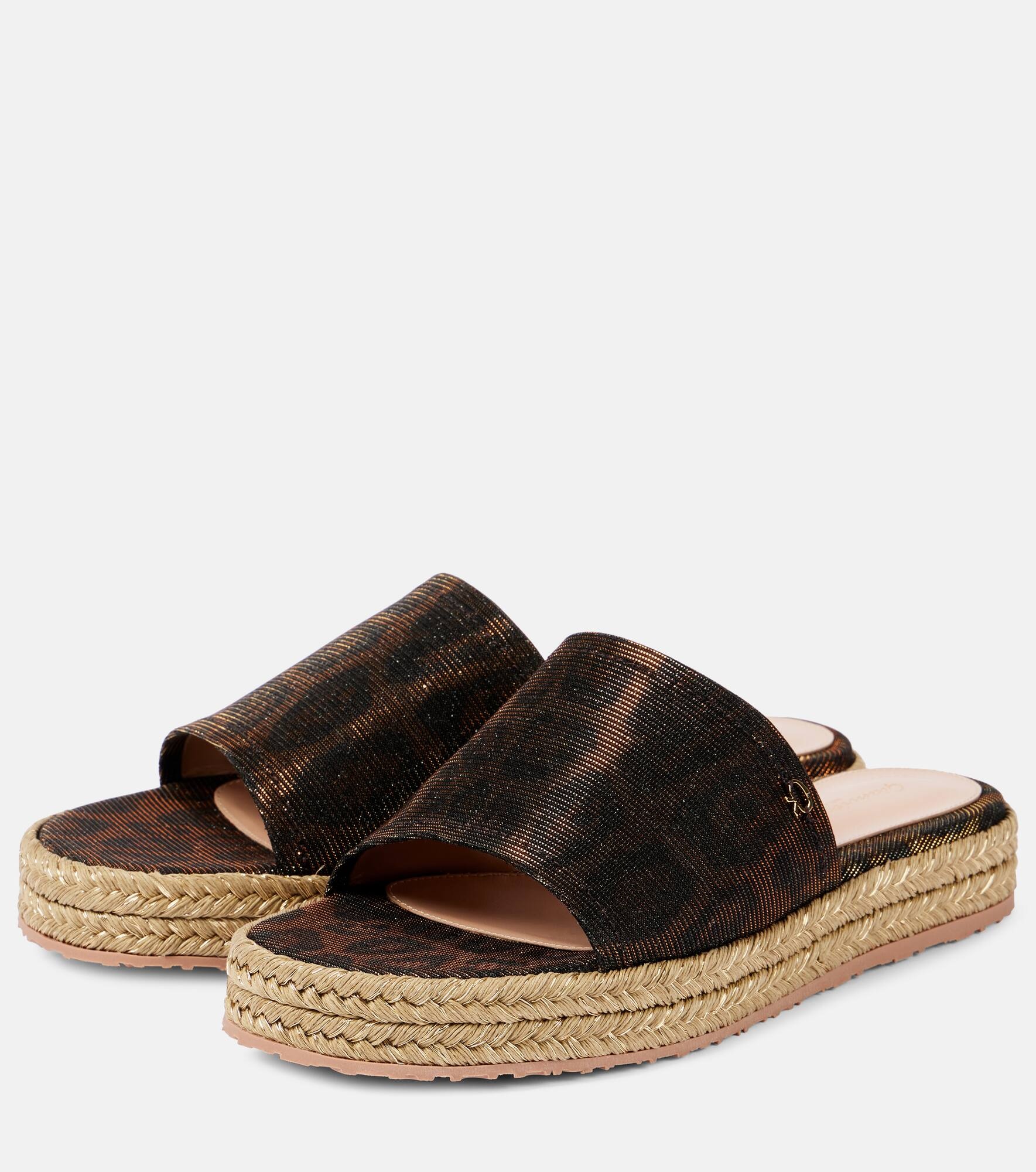 Leopard-print platform espadrille slides - 5