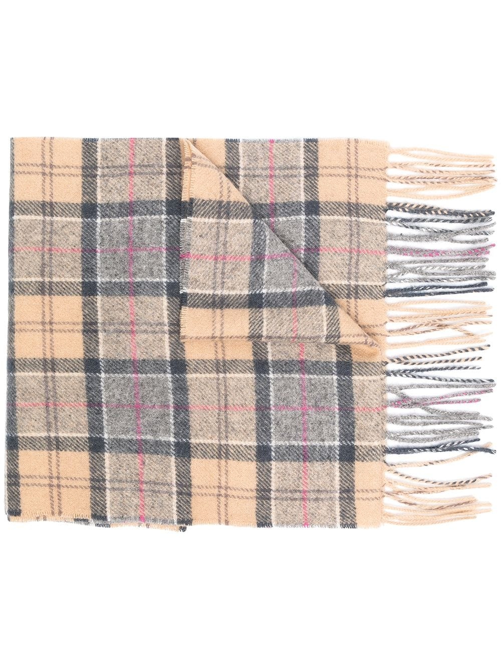 check-print fringed-edge scarf - 1