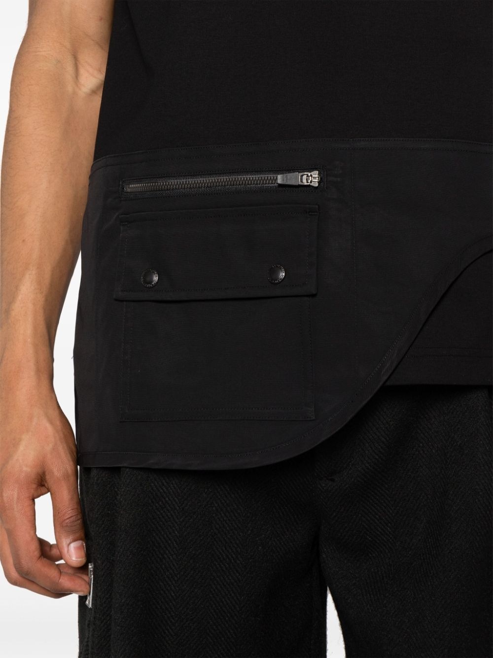 draped-panel cotton T-shirt - 5