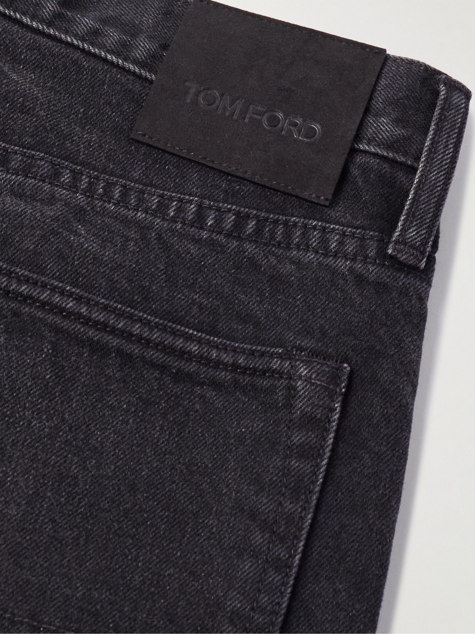 Slim-Fit Distressed Selvedge Jeans Black - 5