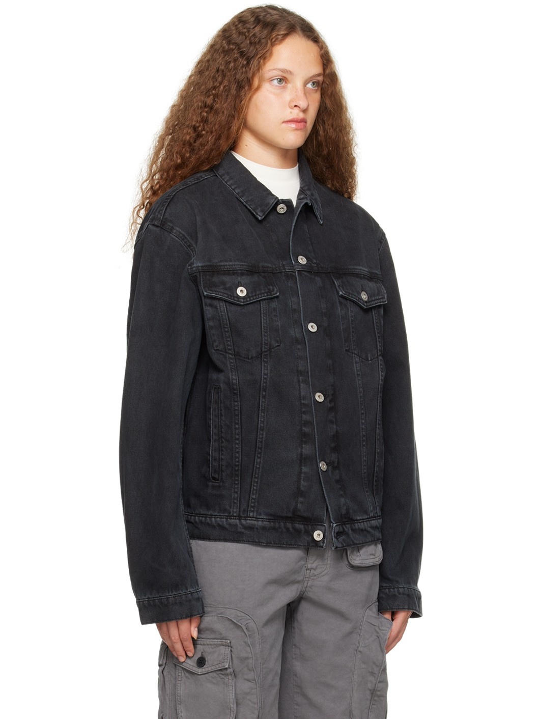 Black Faded Denim Jacket - 2