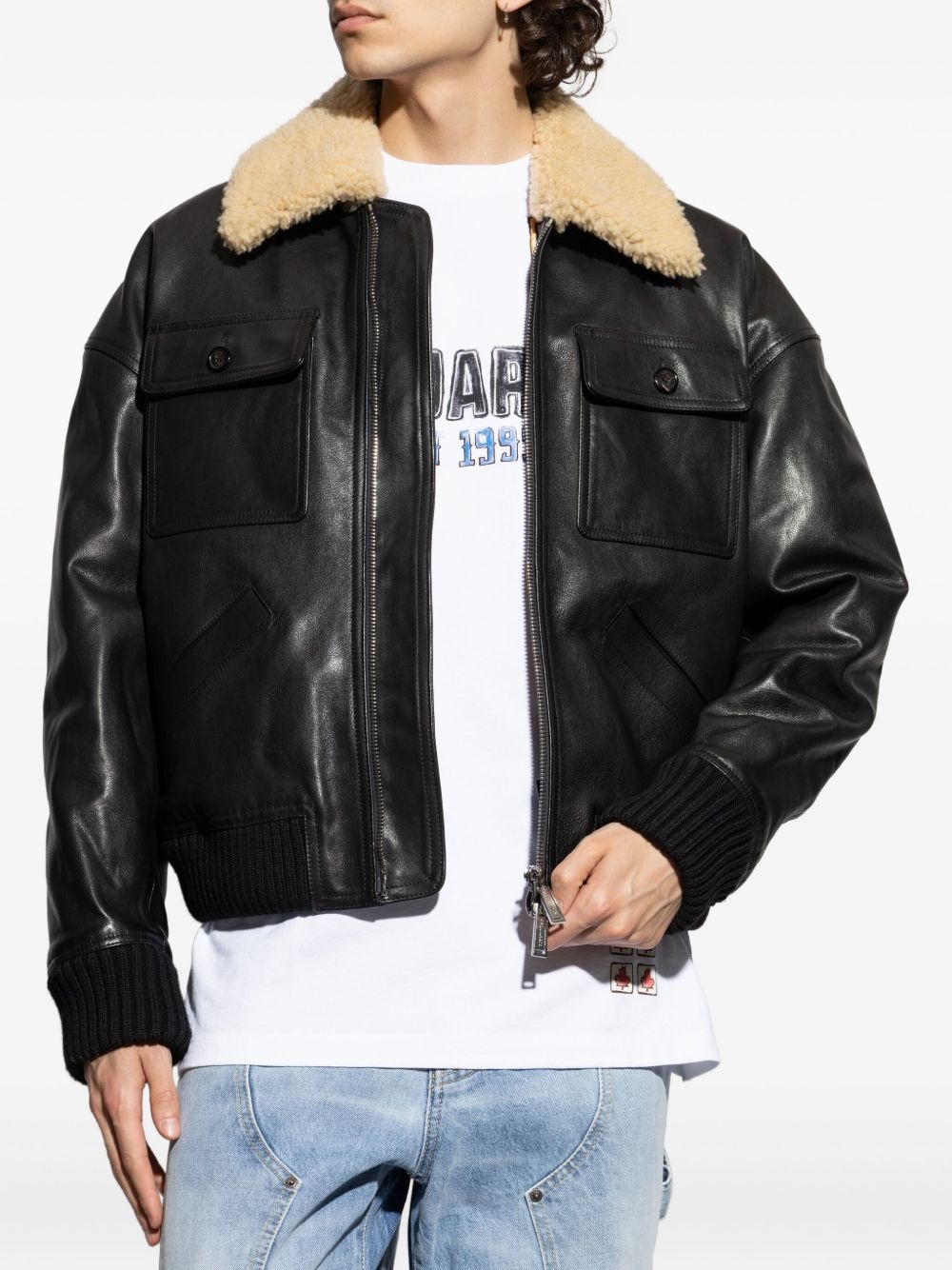 leather bomber jacket - 3