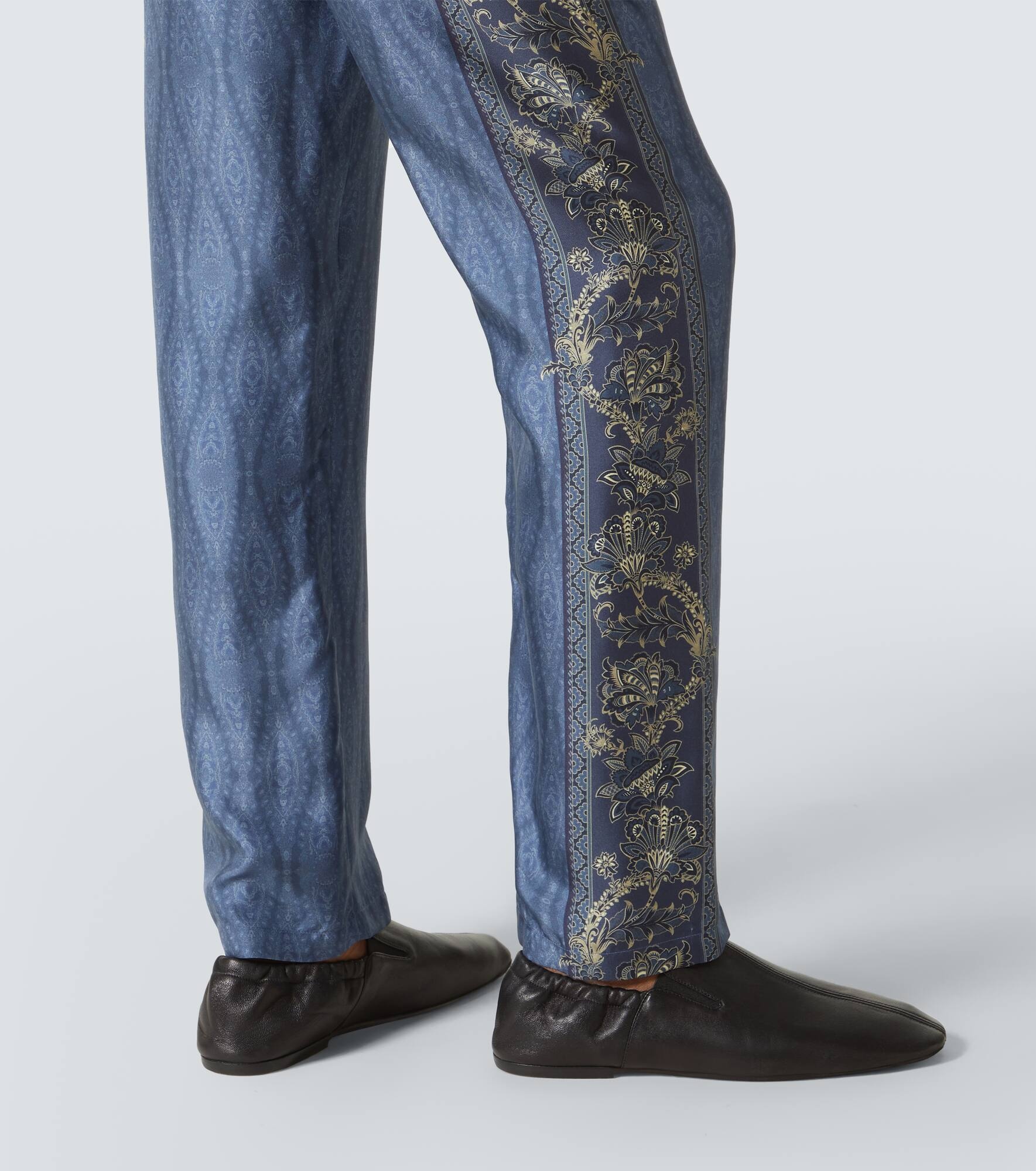 Paisley silk wide-leg pants - 6