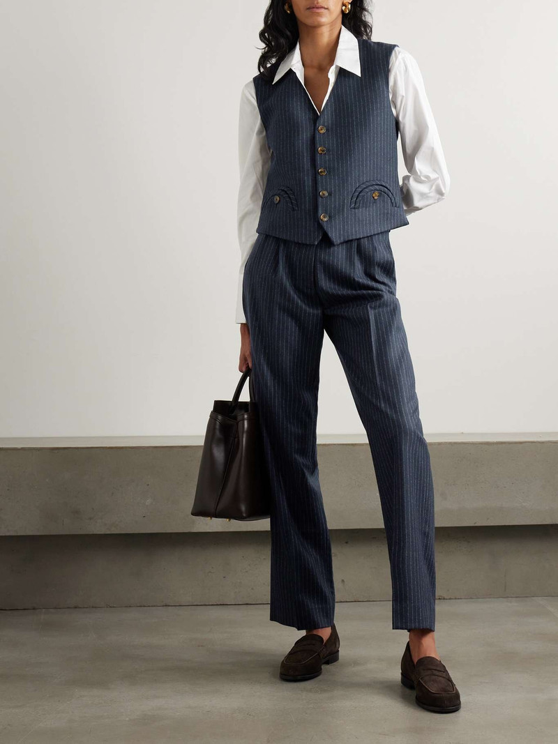 BLAZÉ MILANO Feral pinstriped wool and cashmere-blend vest outlook