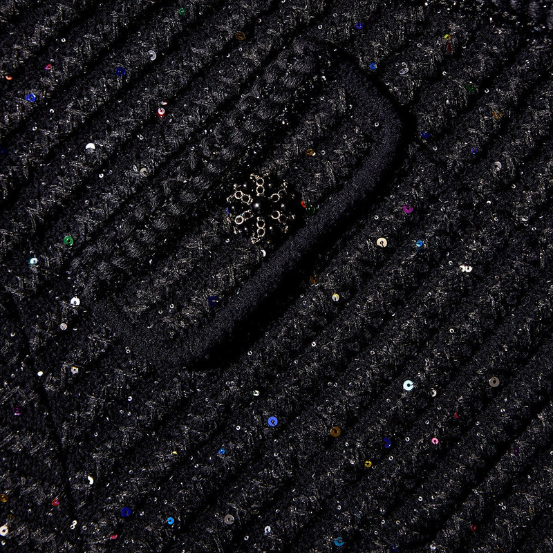 Black Sequin Long Knit Cardigan 6