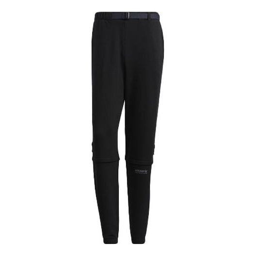 Men's adidas originals Solid Color Lacing Casual Joggers/Pants/Trousers Black HC0386 - 1