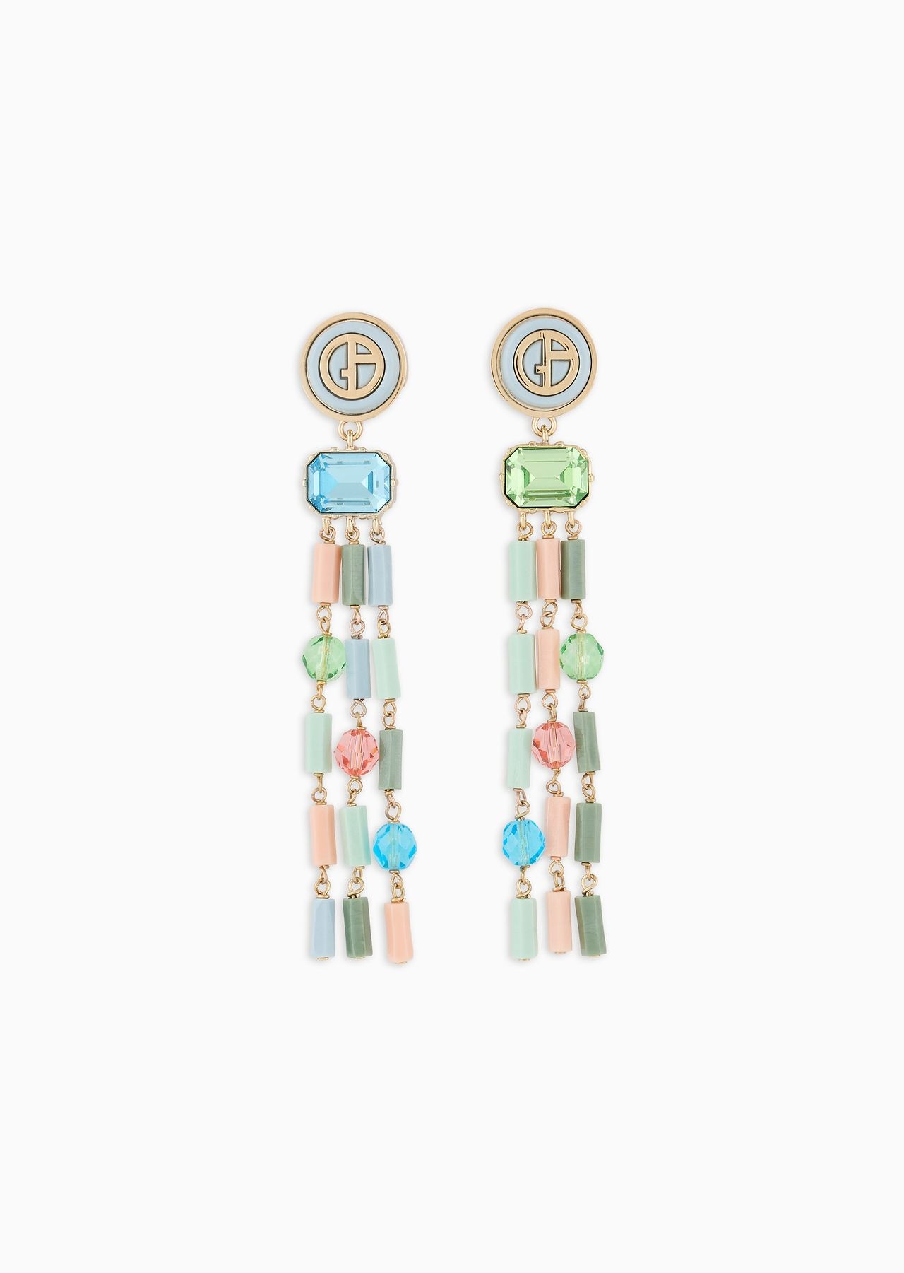 Resin and crystal clip-on pedant earrings - 1