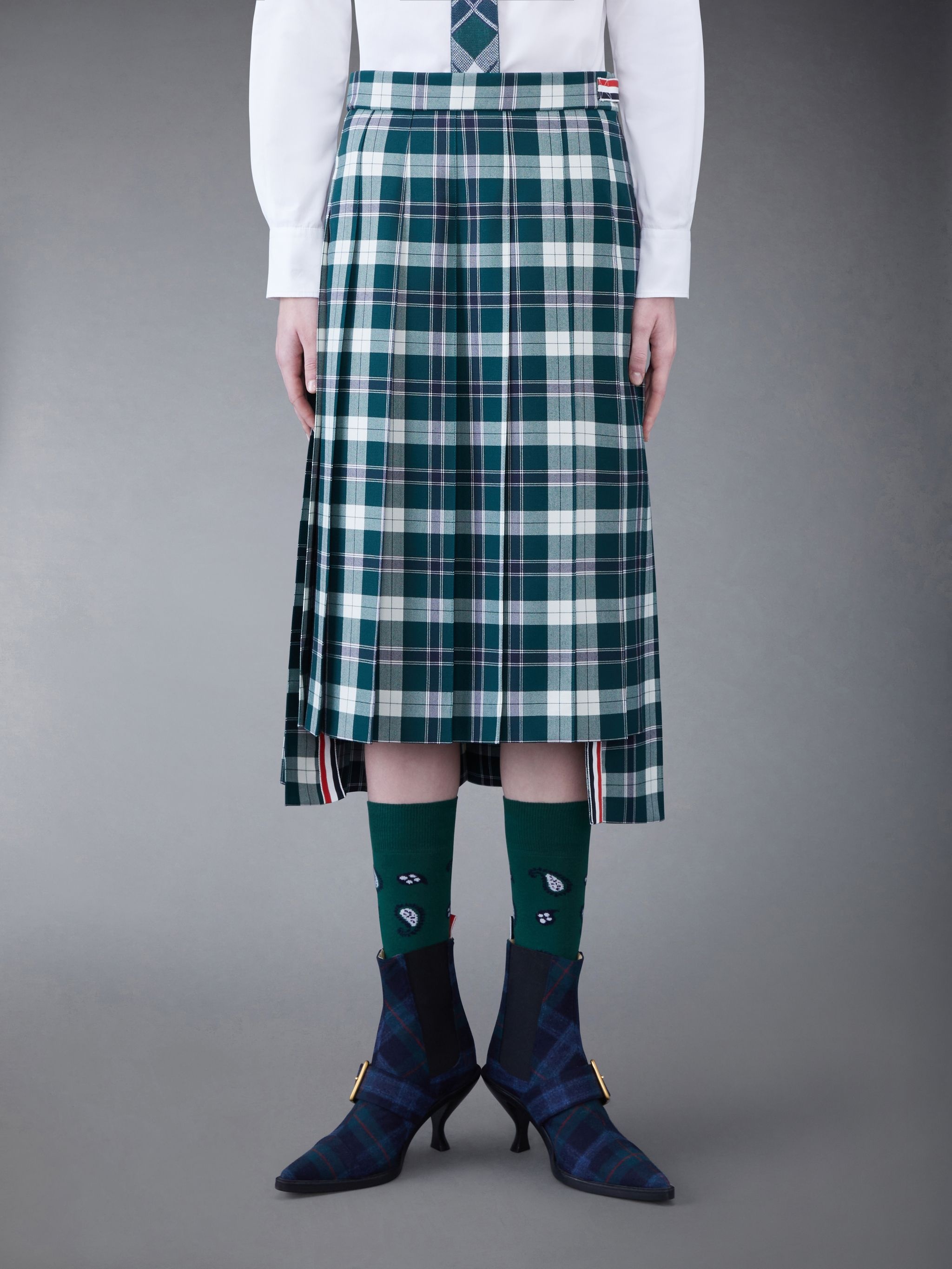 Tartan Twill Pleated Skirt - 1