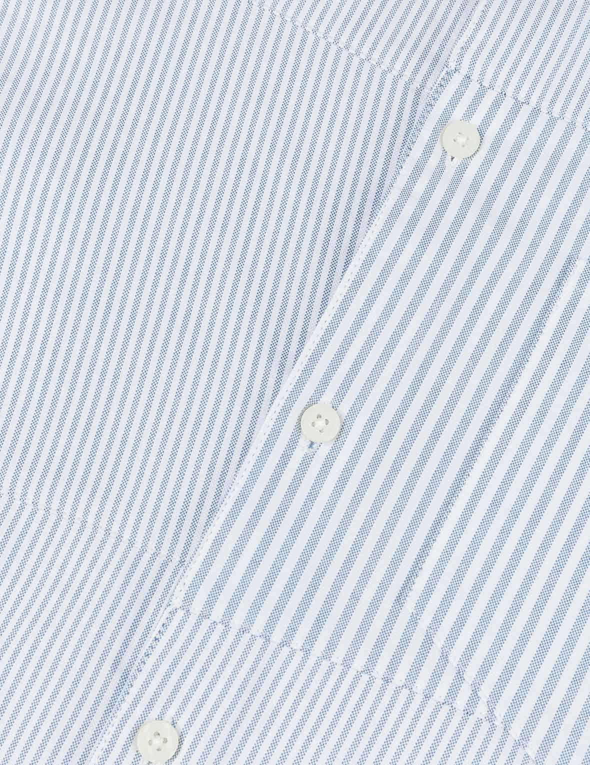 Deconstructed Seagull Embroidery Relax Fit Striped Shirt - 9
