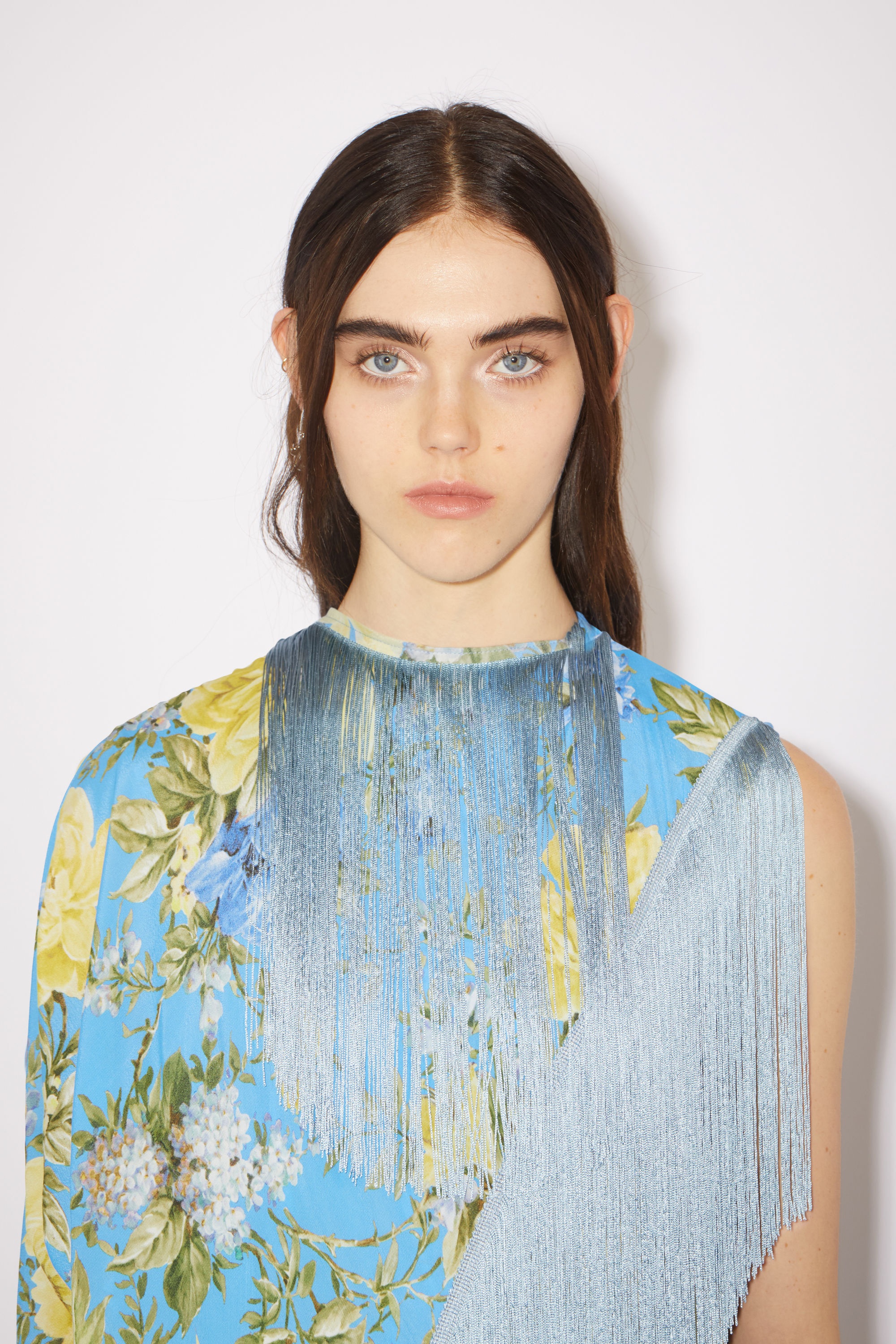 Flower print fringe dress - Blue - 5
