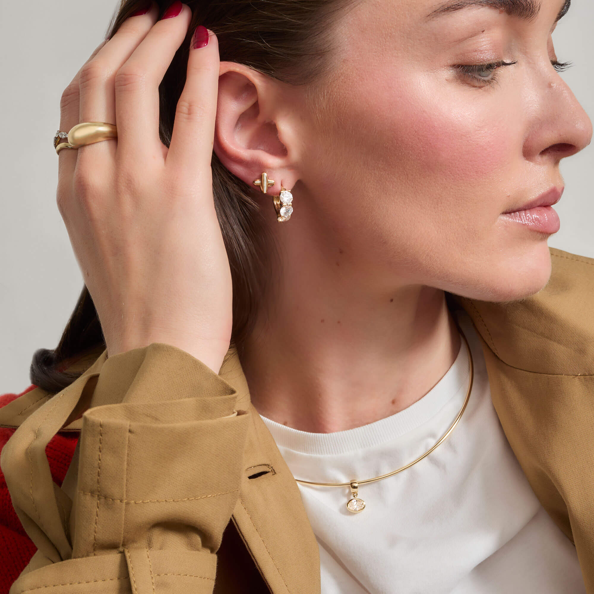 LAB-Created Oval Diamond Charm - 8