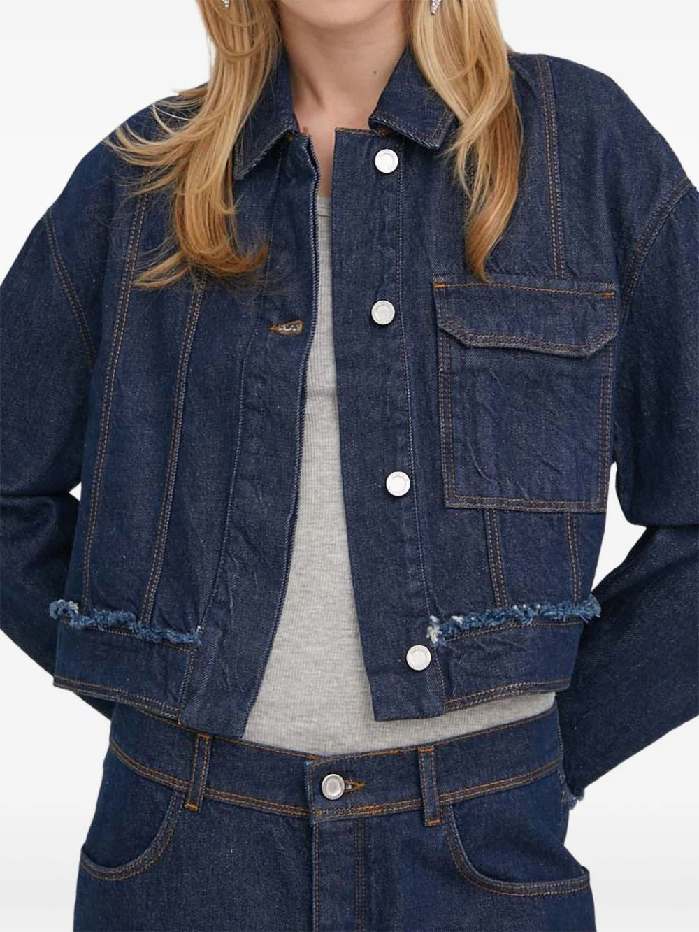 frayed pocket jacket - 1