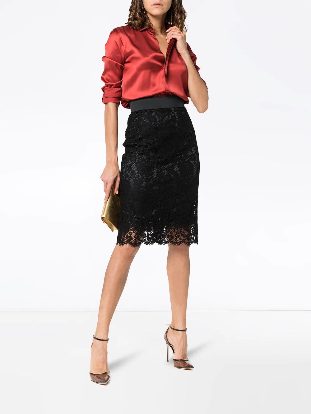 lace midi pencil skirt - 2