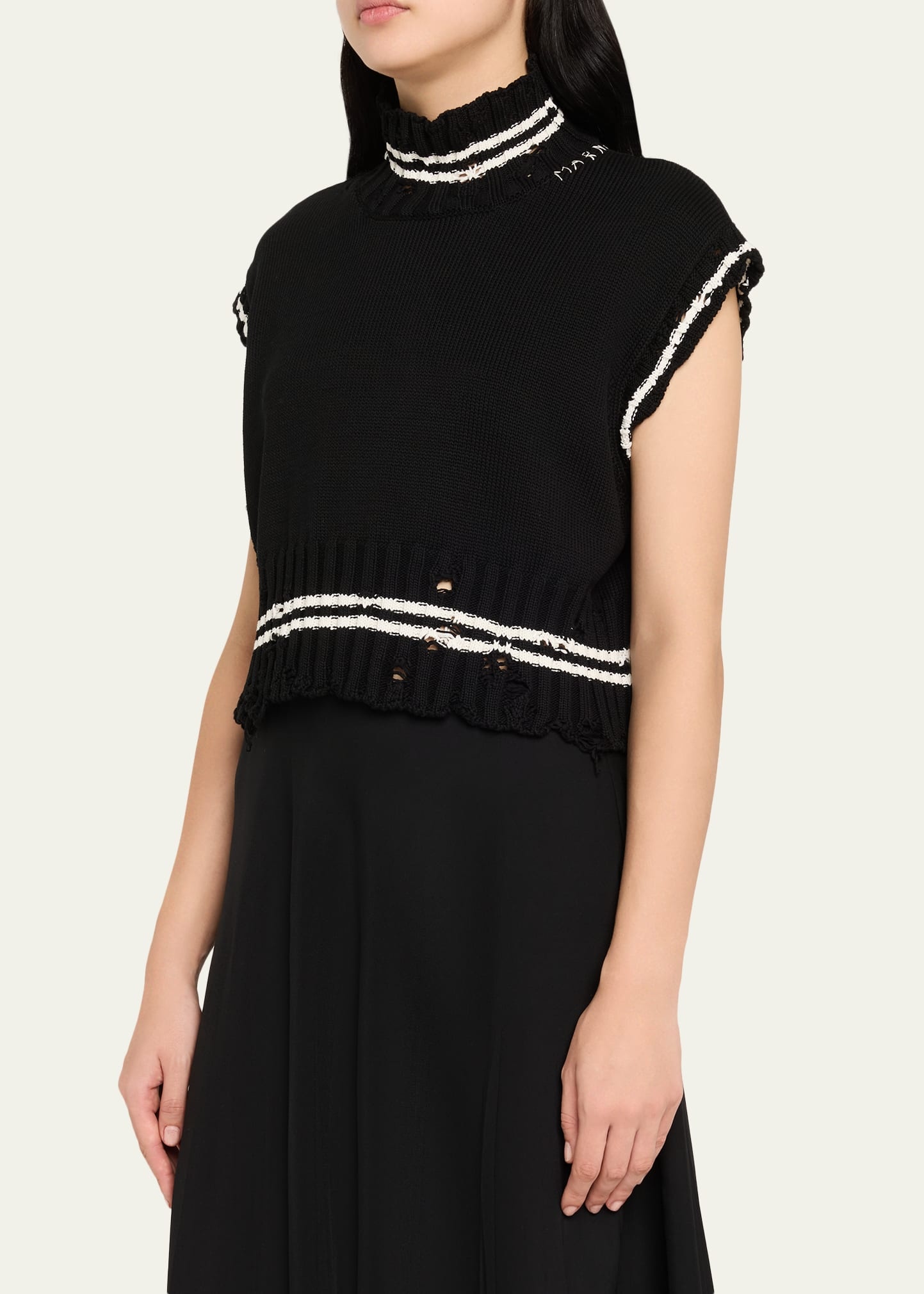 Turtleneck Sleeveless Boxy Sweater - 4