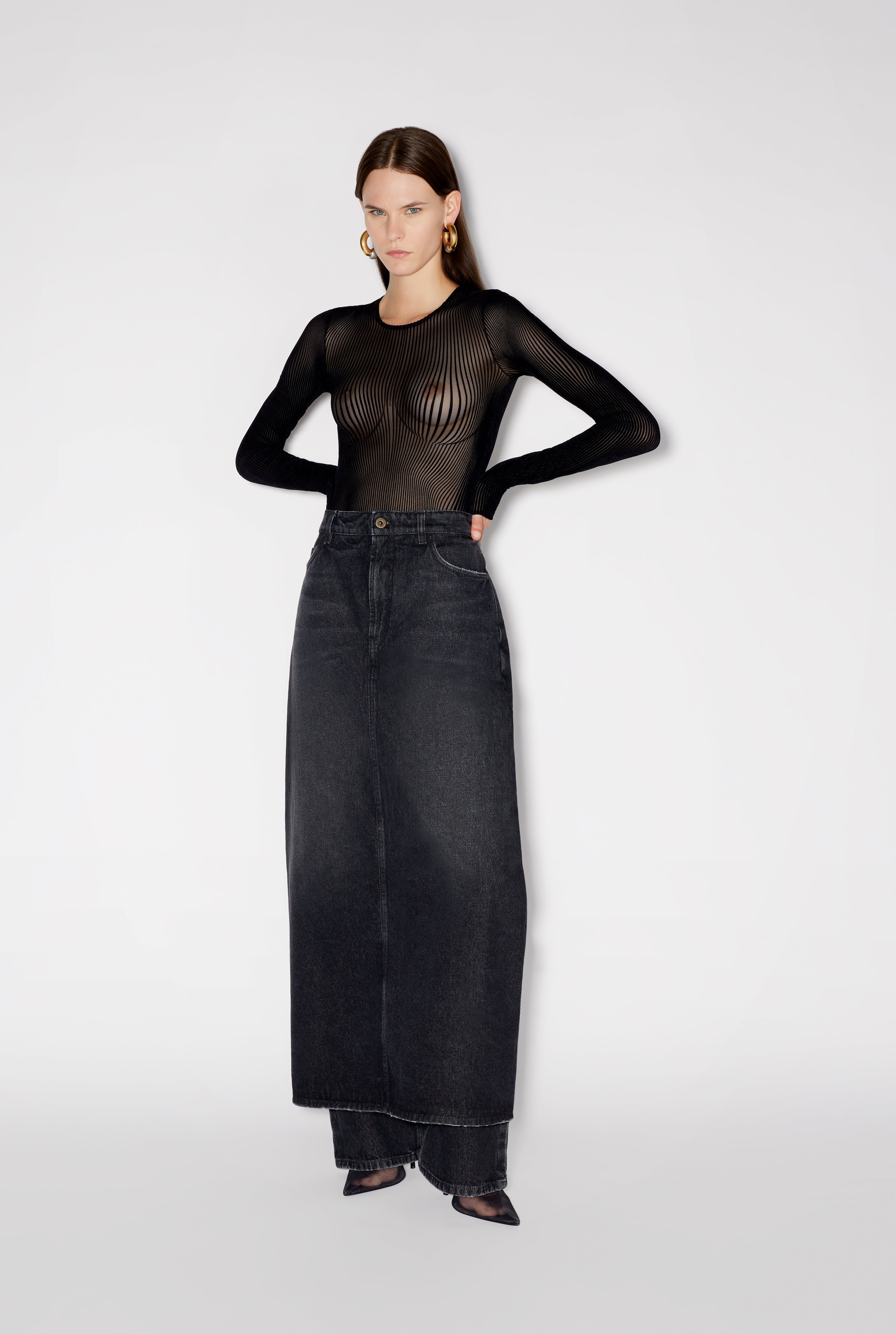 THE BLACK DENIM PANT SKIRT - 1