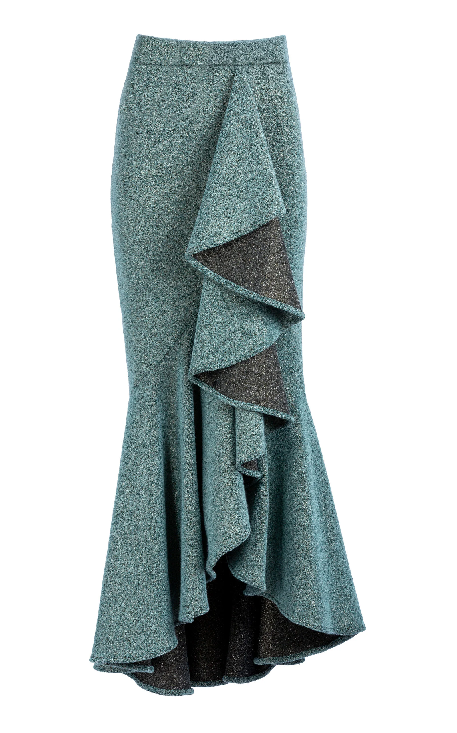 Bambolera Metallic Ruffled Maxi Skirt blue - 1