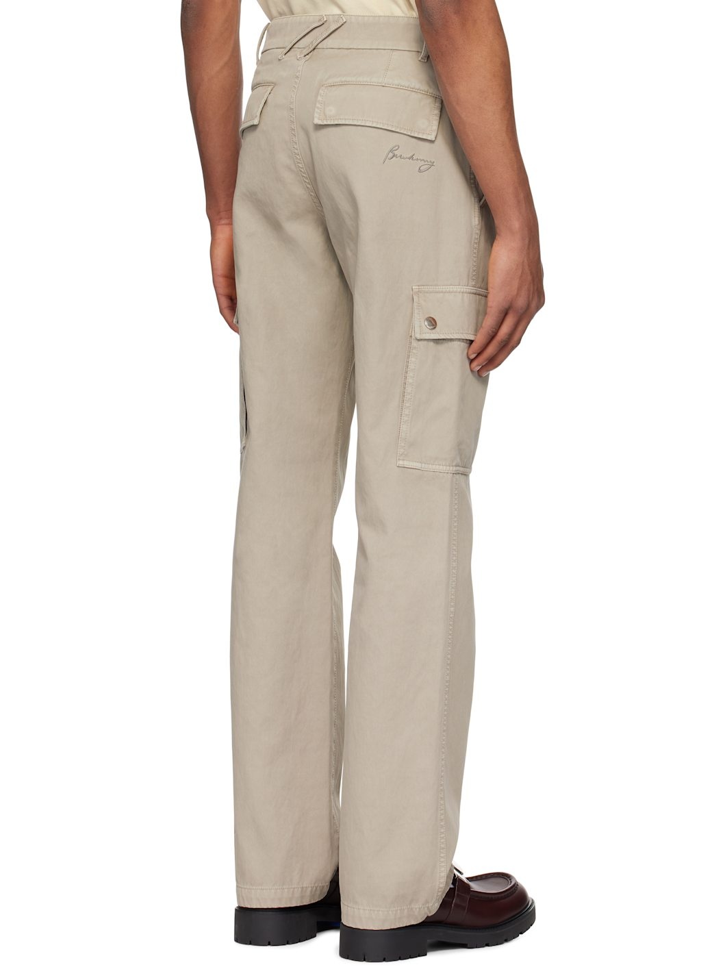 Taupe Cotton Cargo Pants - 3