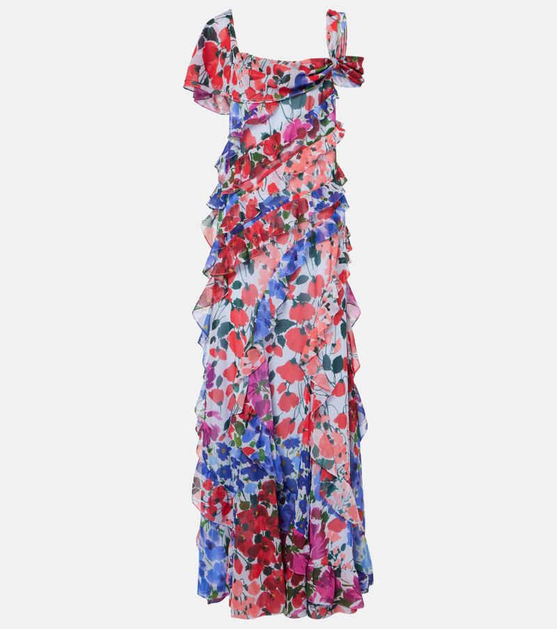 Floral ruffled chiffon gown - 1