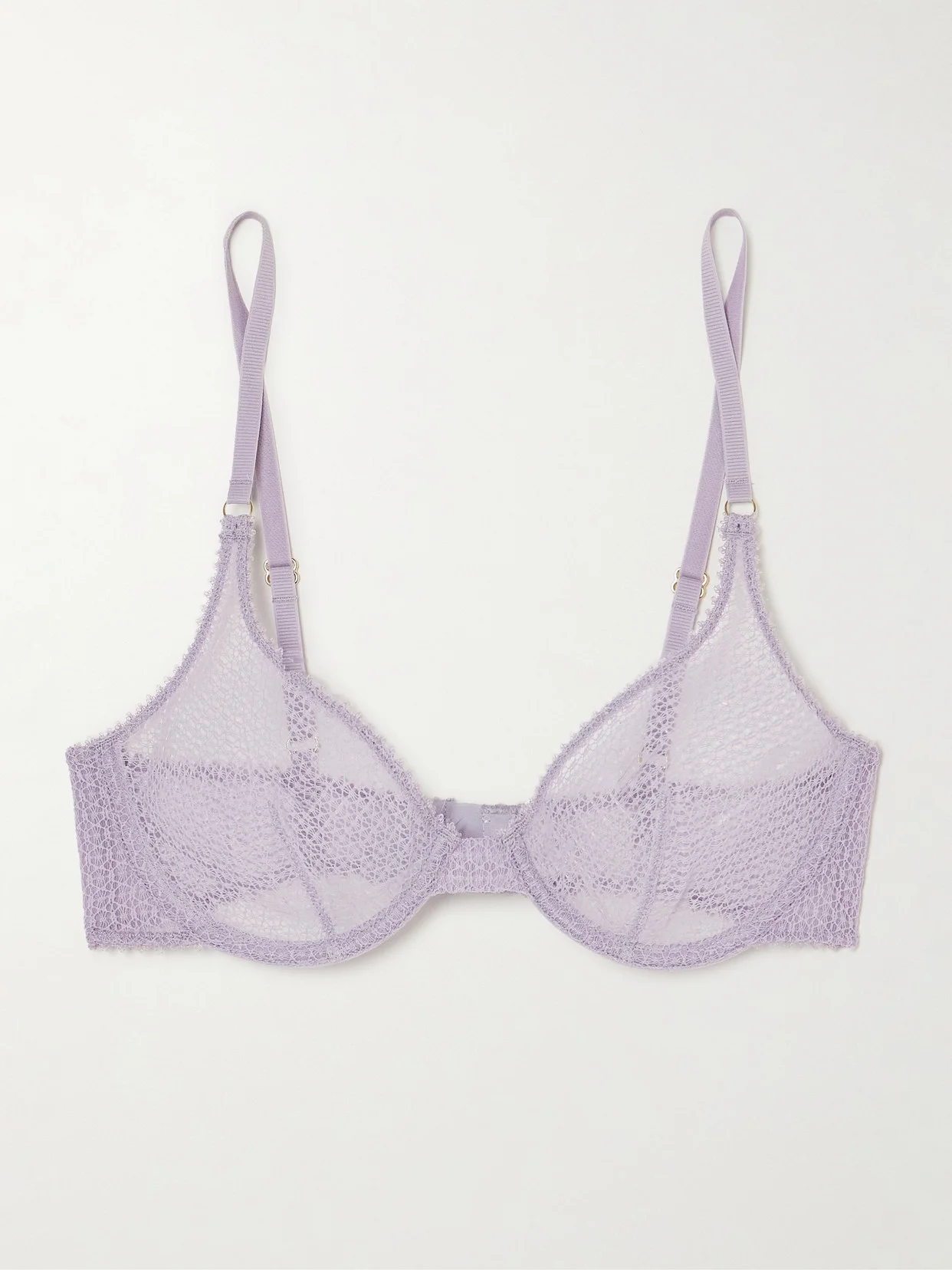 Crocheted Lace And Mesh Underwired Soft-cup Bra - 1