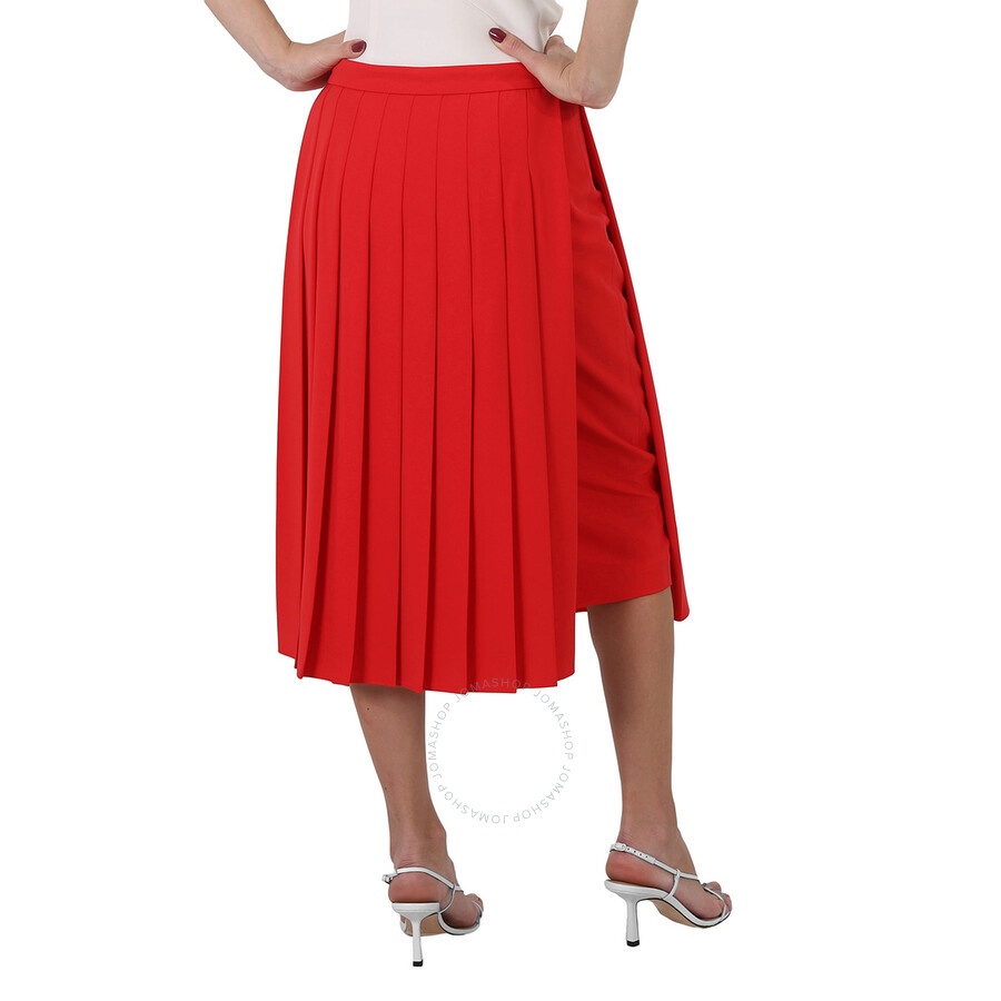 Burberry Ladies Cady Pleated Skirt In Bright Red - 4