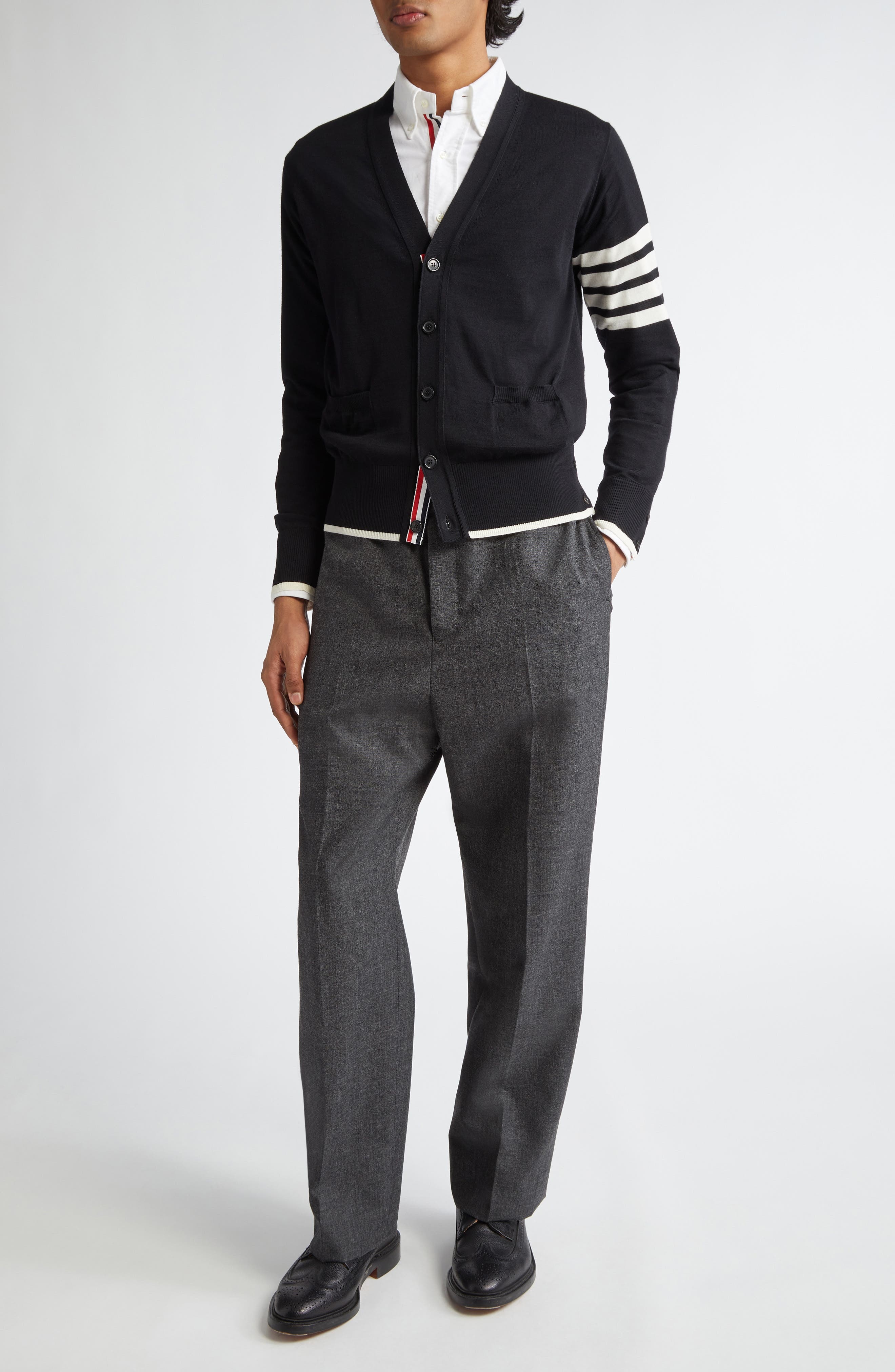Thom Browne Virgin Wool Cardigan in Black at Nordstrom - 2