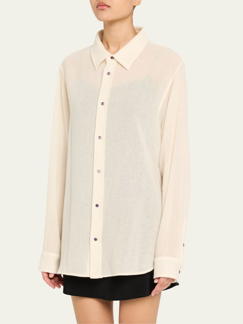 God’s True Cashmere Button Down Gauze Solid Shirt outlook