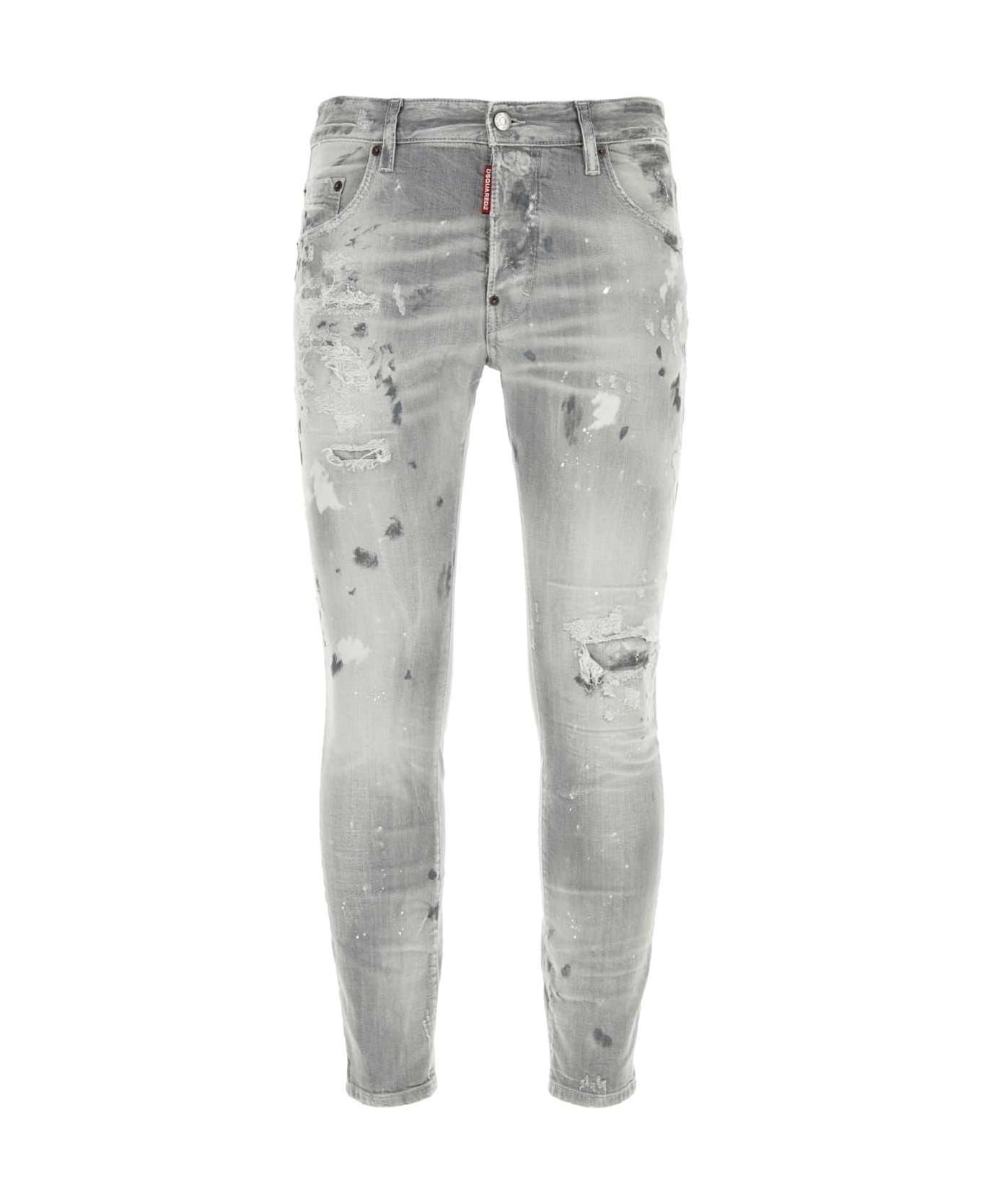 Light Grey Stretch Denim Skater Jeans - 1