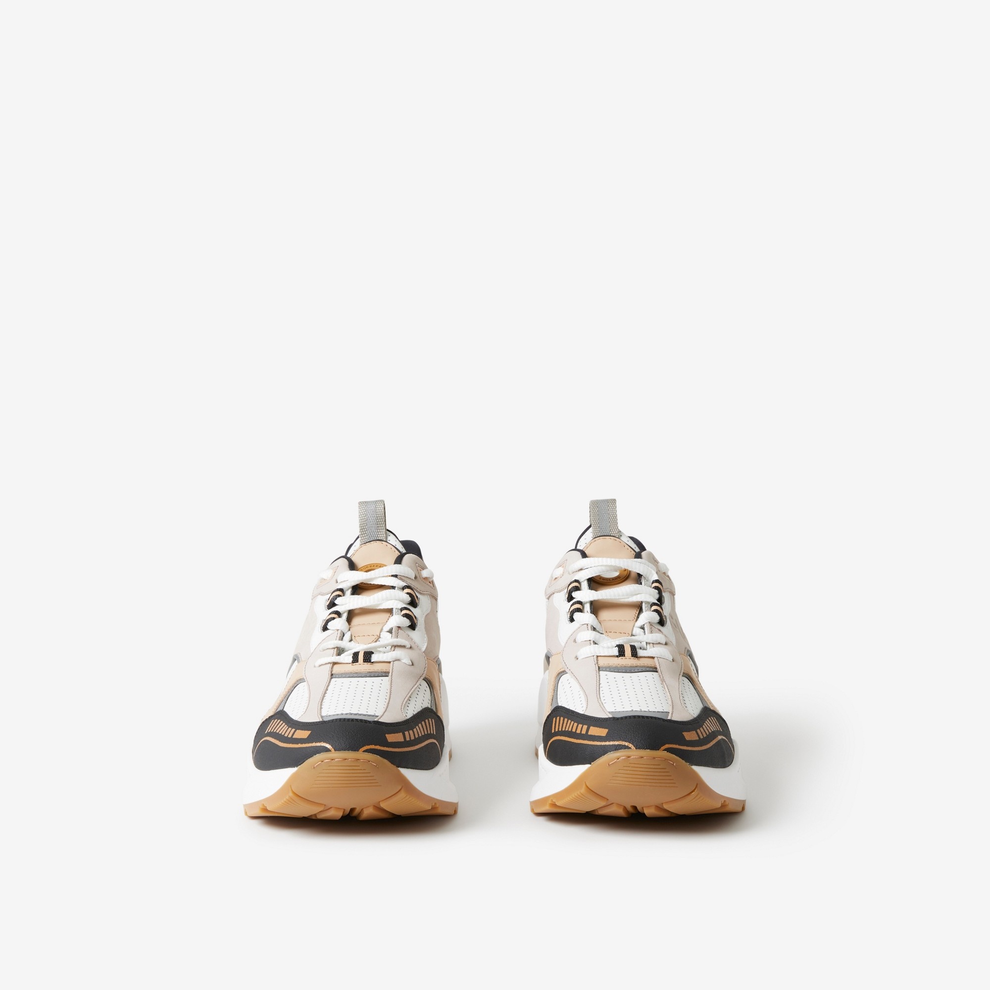 Embossed Logo Leather and Mesh Sneakers - 2