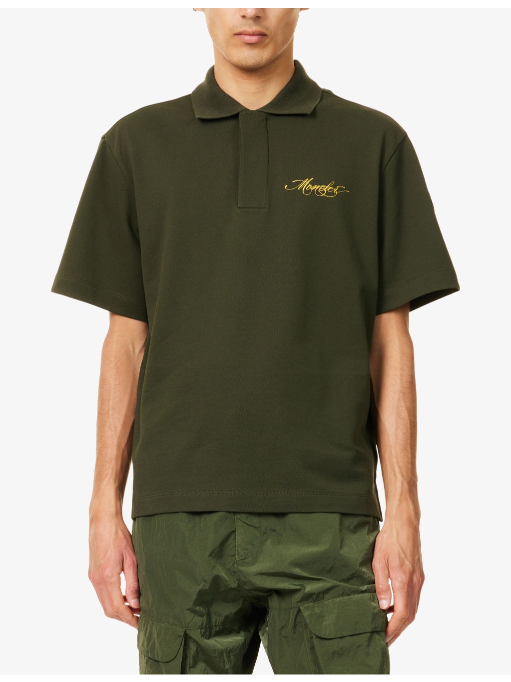 Script Logo-Embroidery Short-Sleeve Cotton-Jersey Polo Shirt - 3