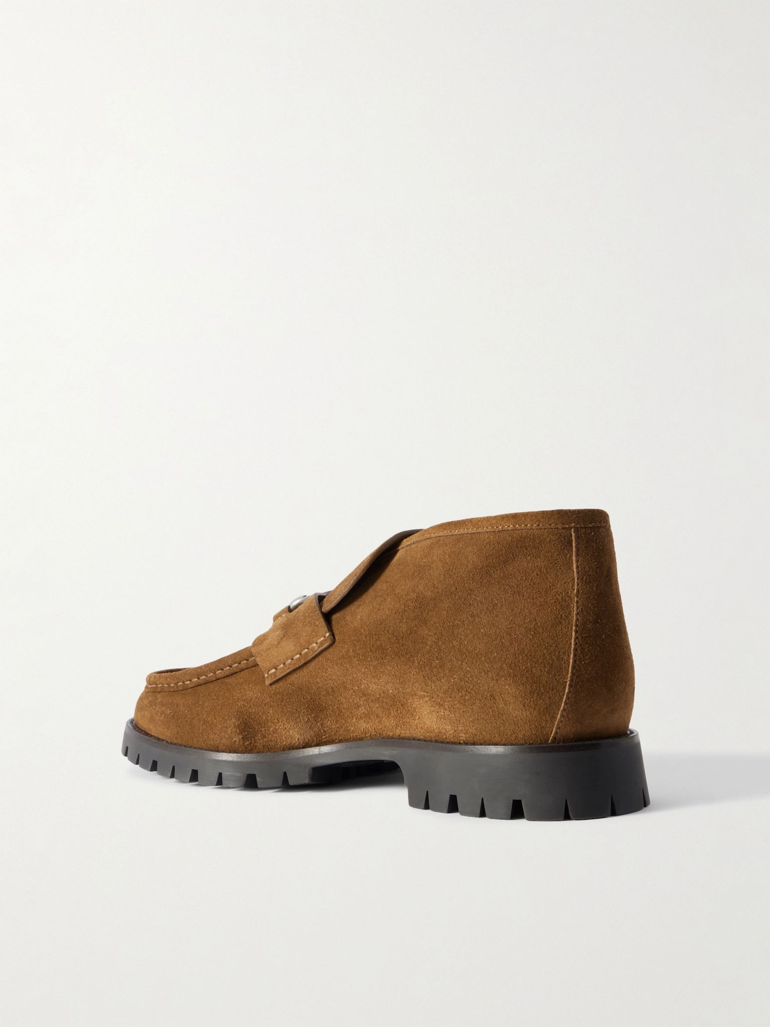 Horsebit-Embellished Suede Boots Brown - 4
