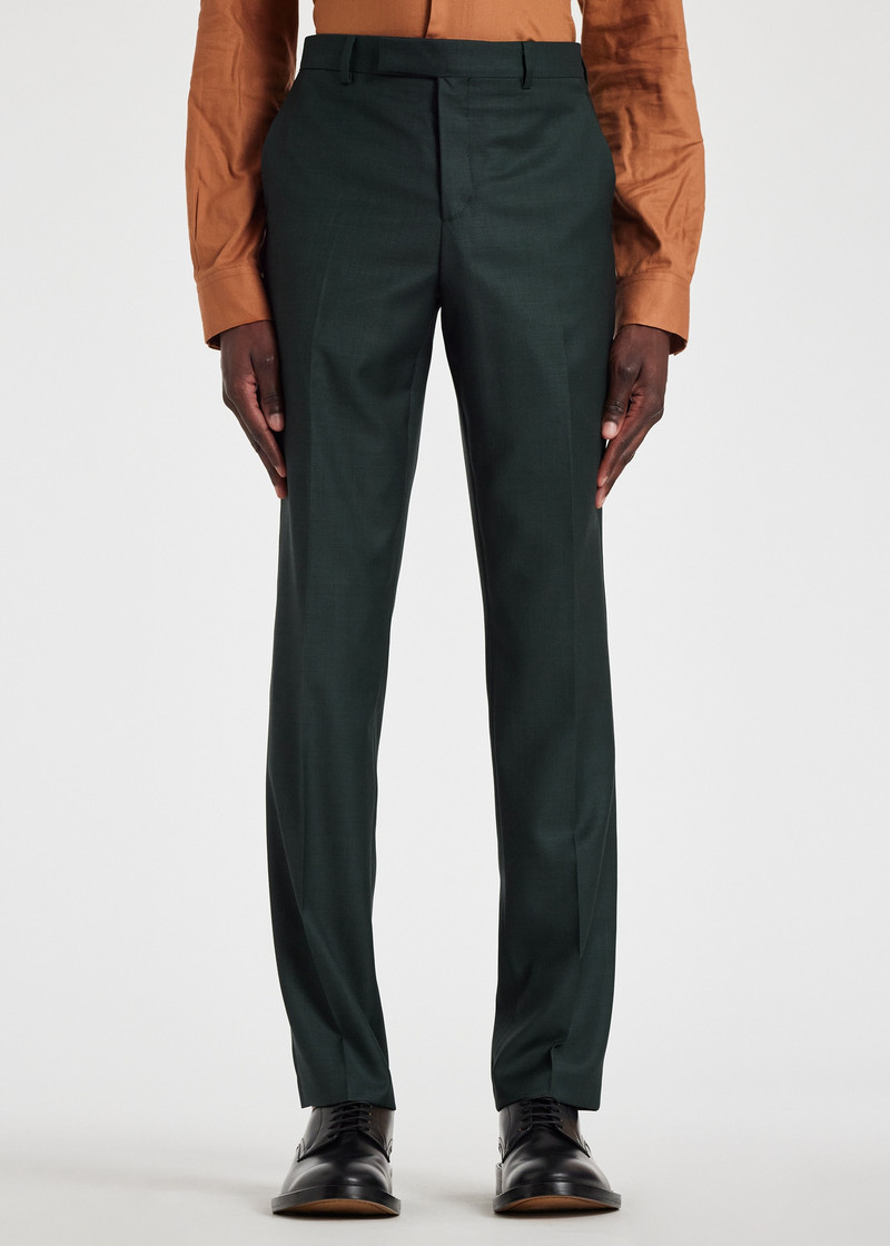 Tailored-Fit Dark Green Sharkskin Wool Suit 10