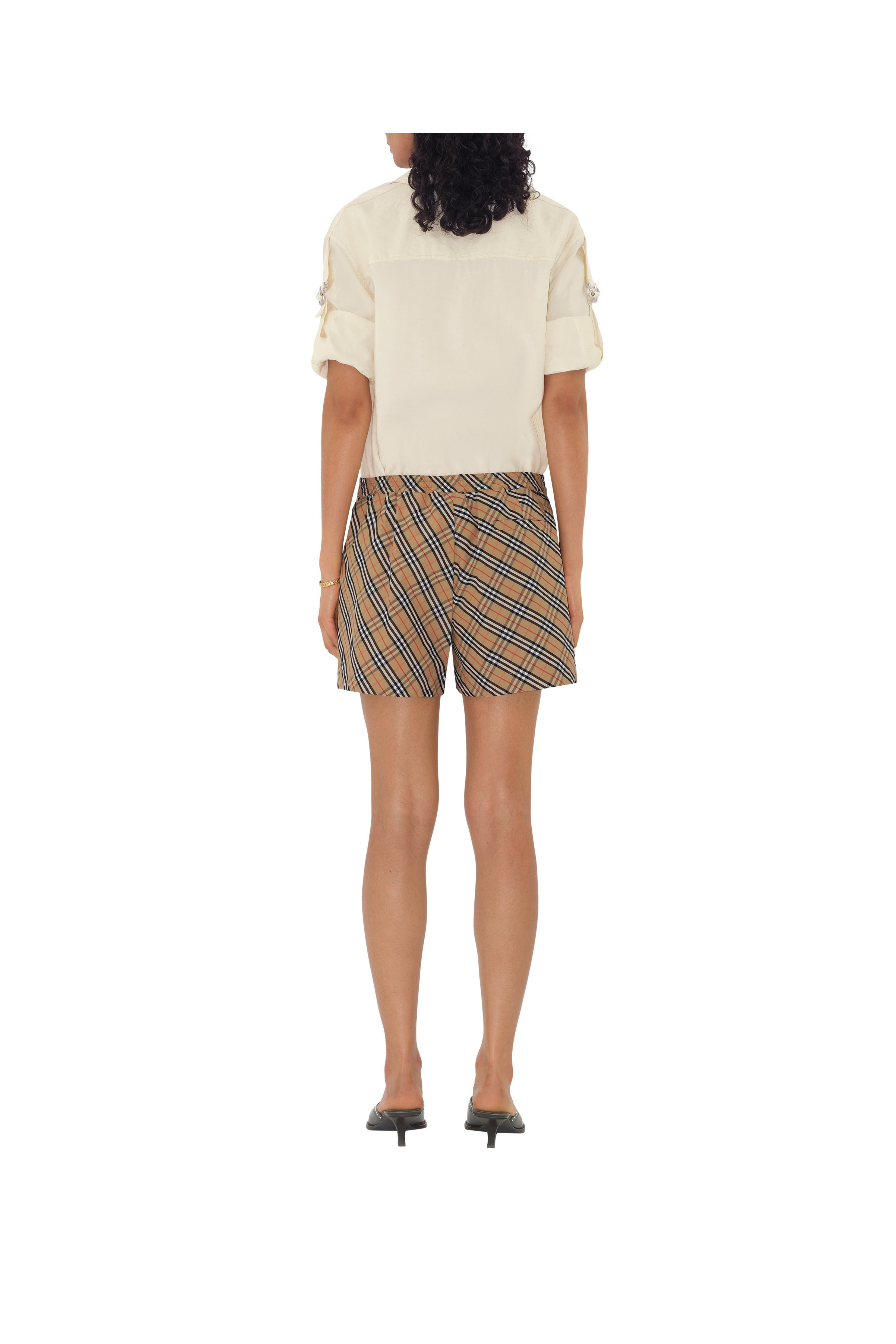 burberry Check Cotton Pyjama Shorts in Sand at Nordstrom - 4