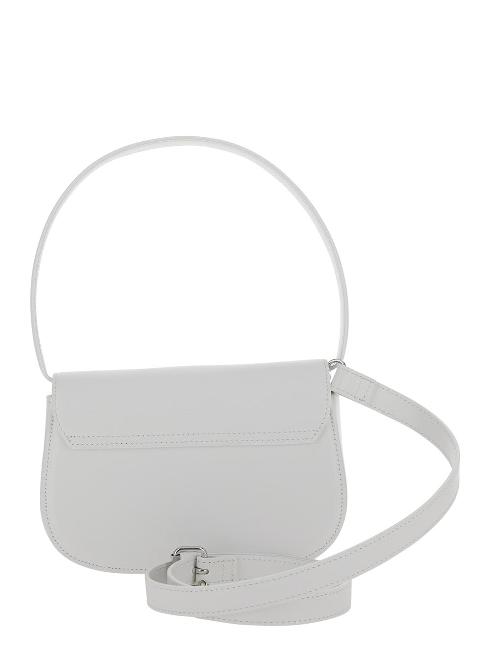 Diesel Women '1Dr' White Shoulder Bag With Oval D Patch In Leather Woman - 4