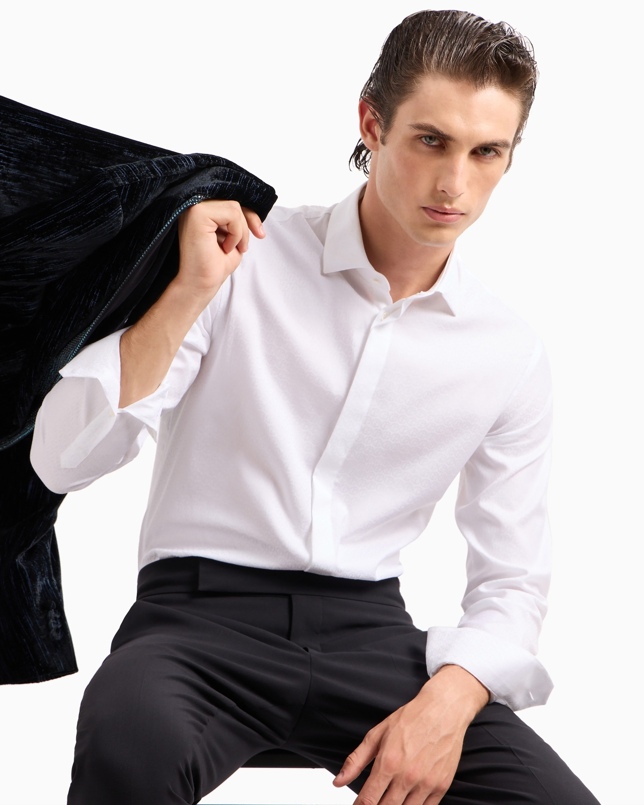 Soho line single-breasted tuxedo jacket in rhinestoned velvet - 6