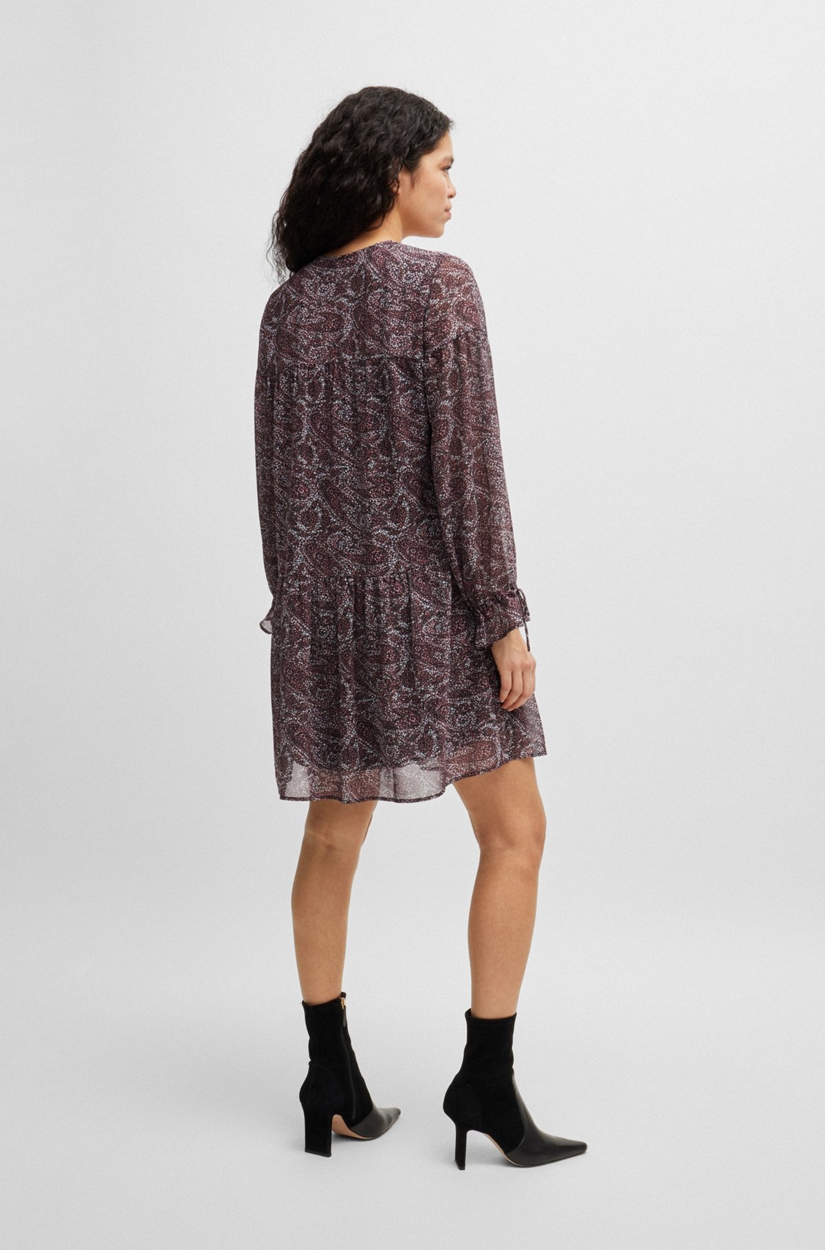PAISLEY-PRINT DRESS WITH TIE DETAILS - 4