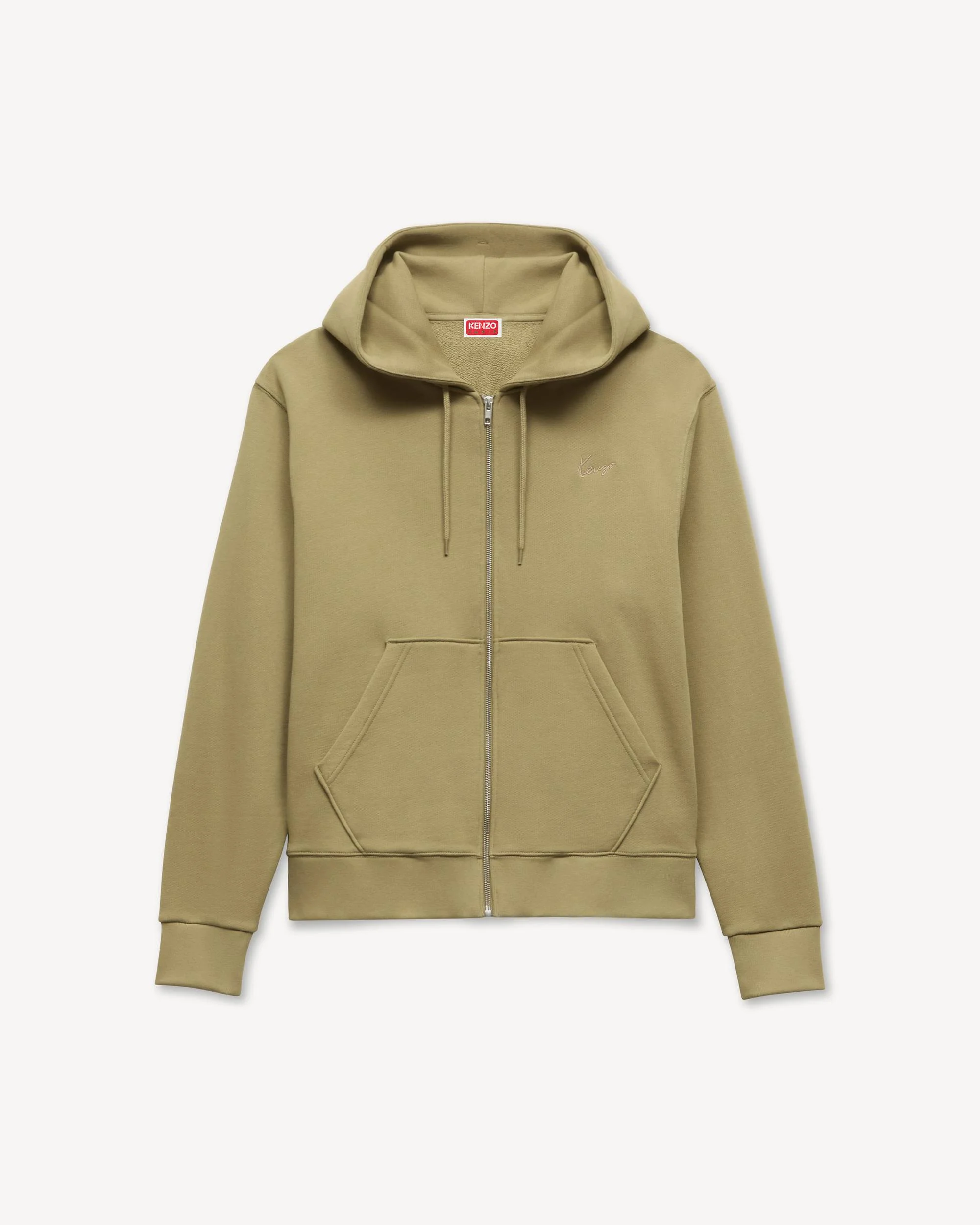 'KENZO Signature' embroidered zip-up hoodie in cotton - 1
