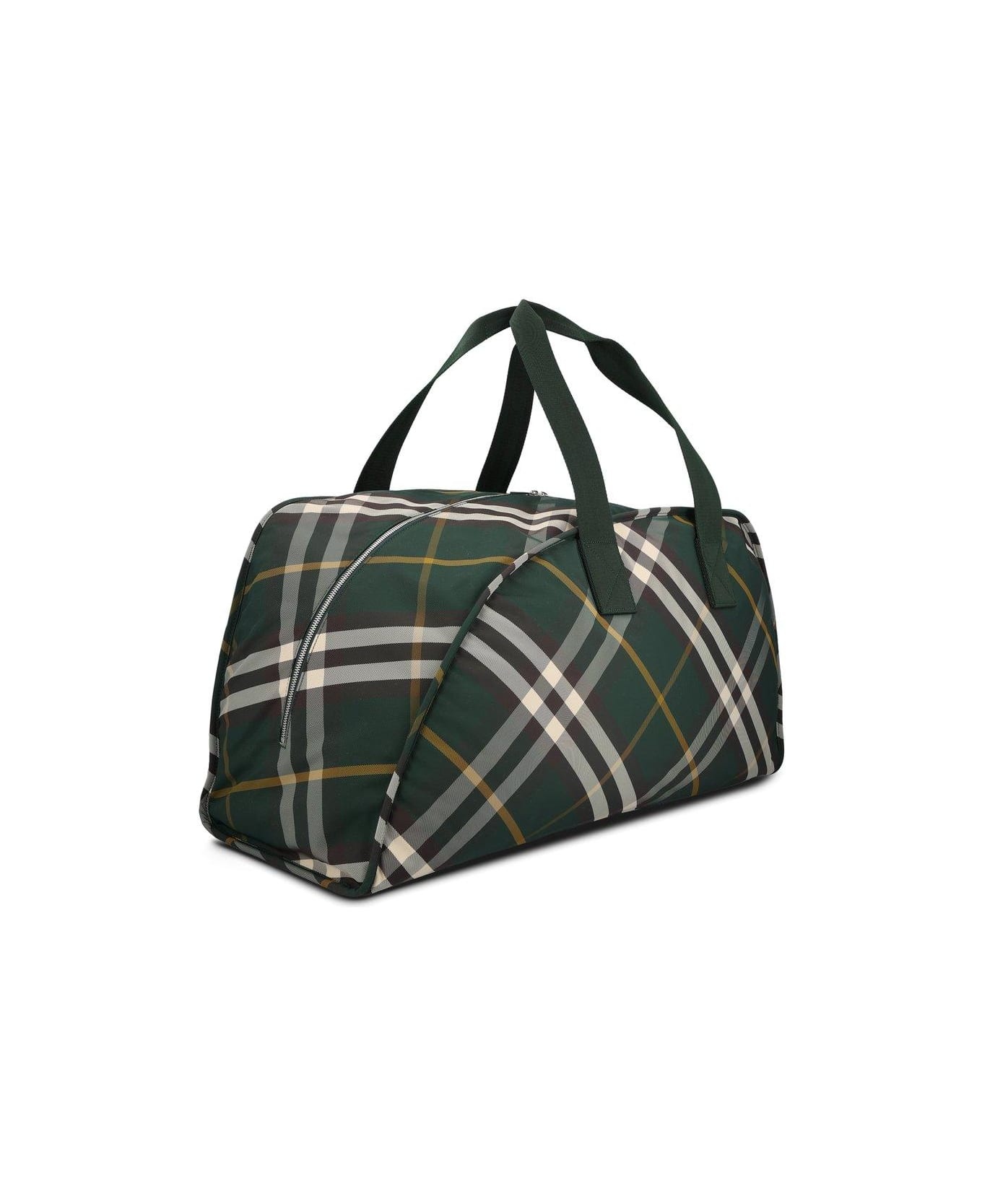 Large Shield Check-pattern Zipped Duffle Bag - 3