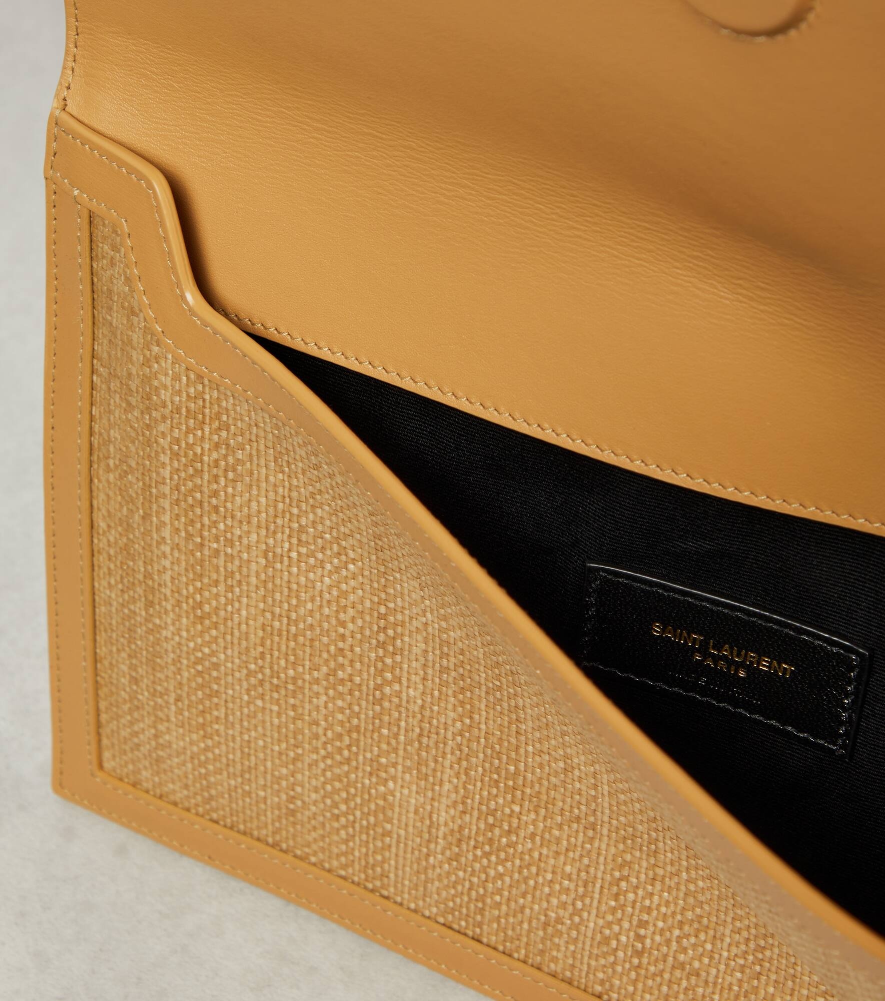 Uptown raffia and leather clutch - 3