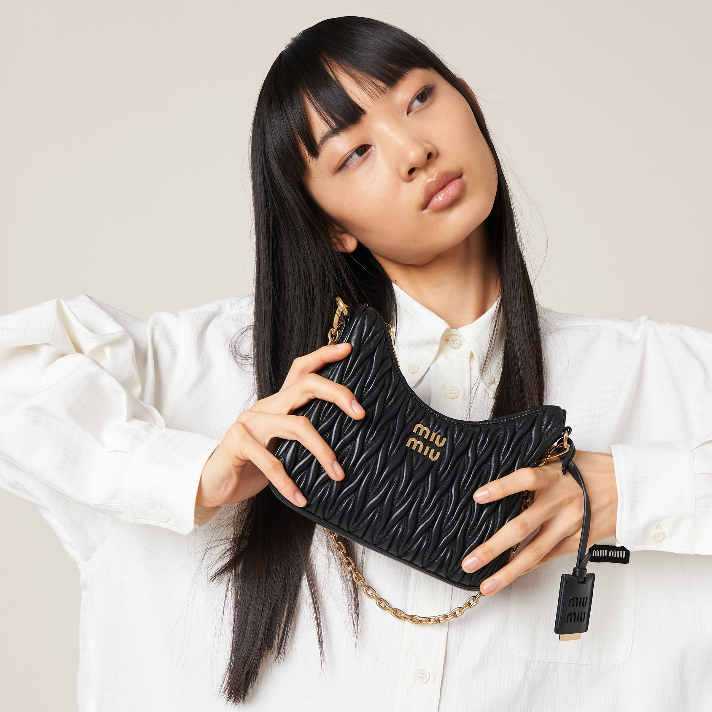Miu Miu Matelassé nappa leather shoulder bag | REVERSIBLE