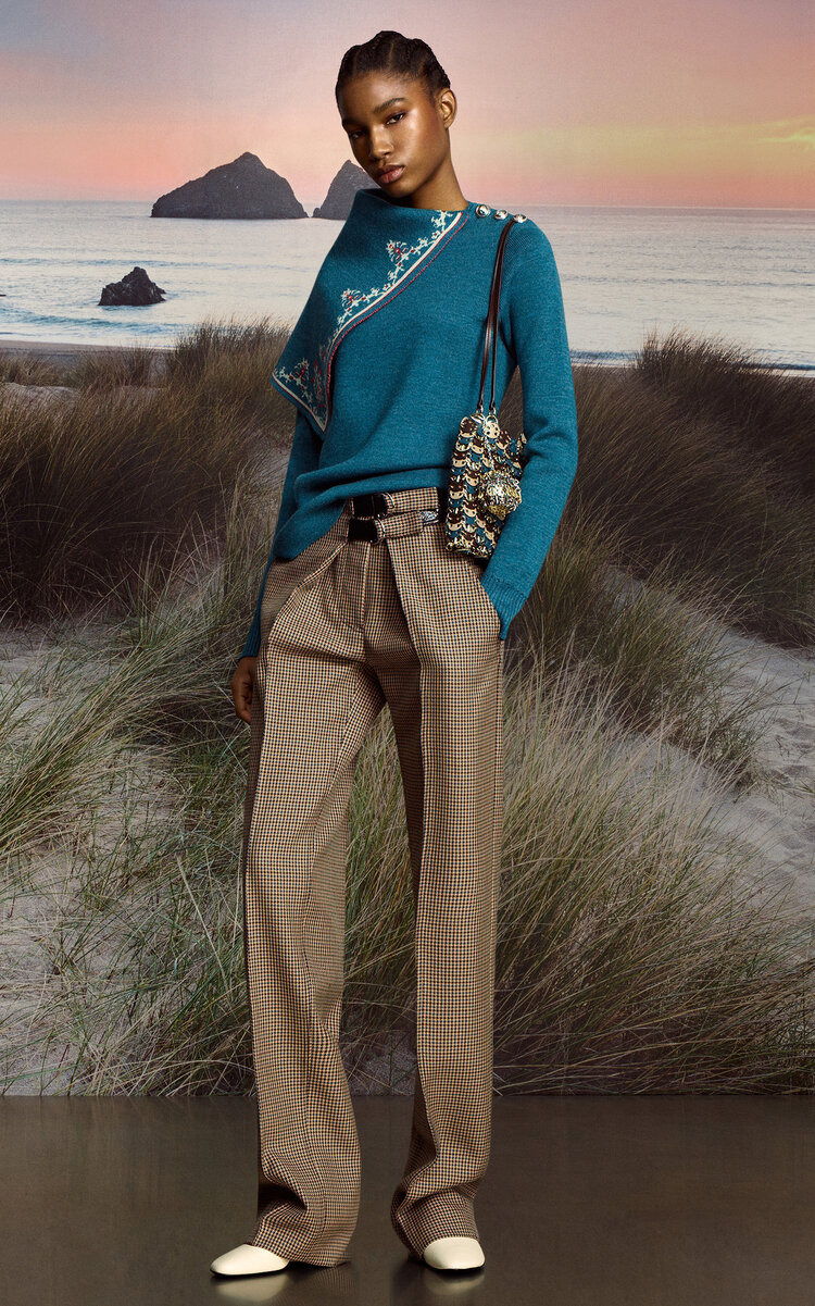 Belted Wool Straight-Leg Pants multi - 2