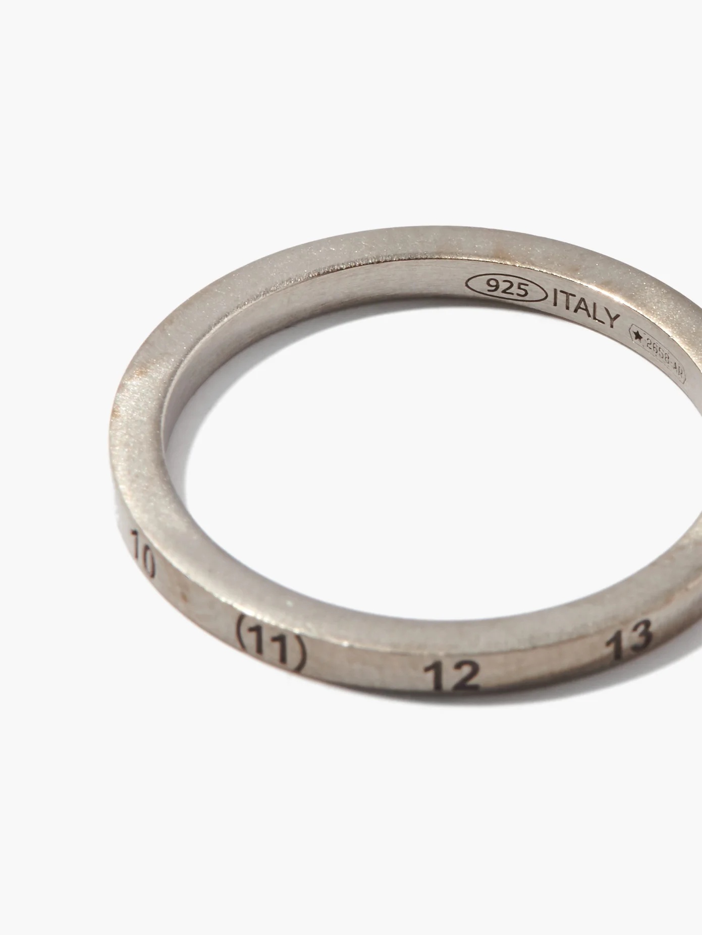 Number-engraved brushed-silver ring - 4