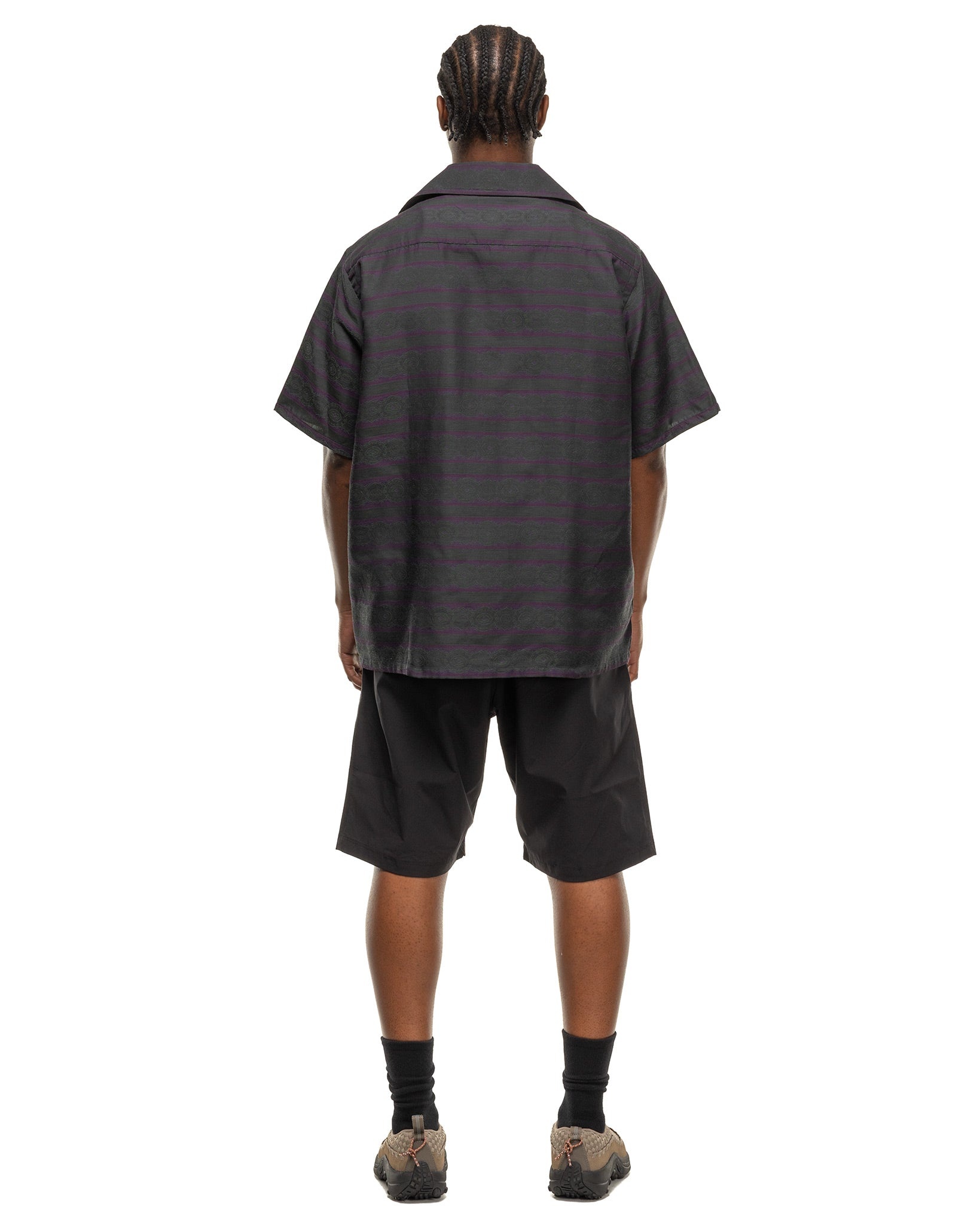 S/S Italian Collar Shirt - PE/C Fine Pattern Stripe Jq. Green - 3