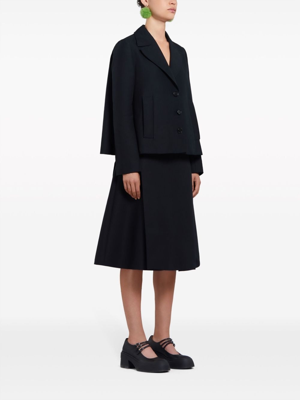 single-breasted cotton cropped blazer - 3