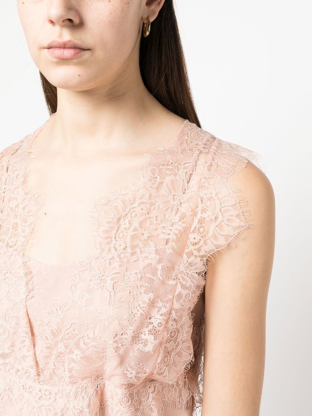 semi-sheer lace-panelled top - 5