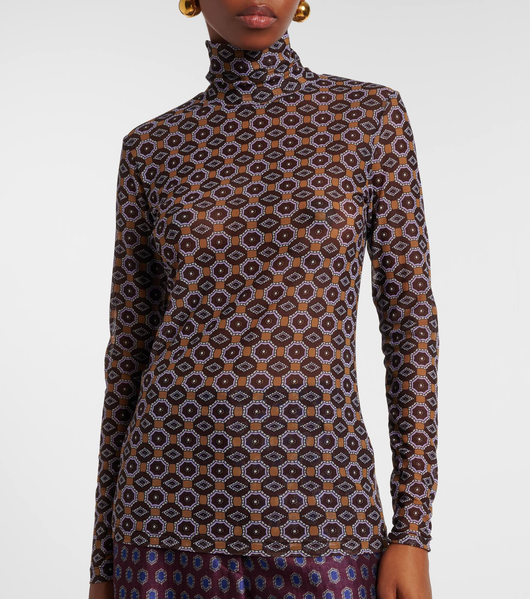 Printed turtleneck top - 5