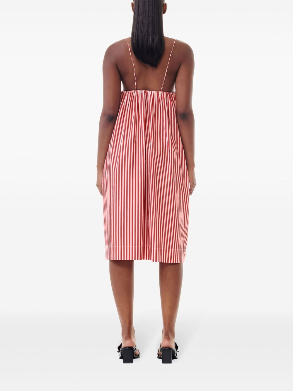 striped V-neck dress - 4