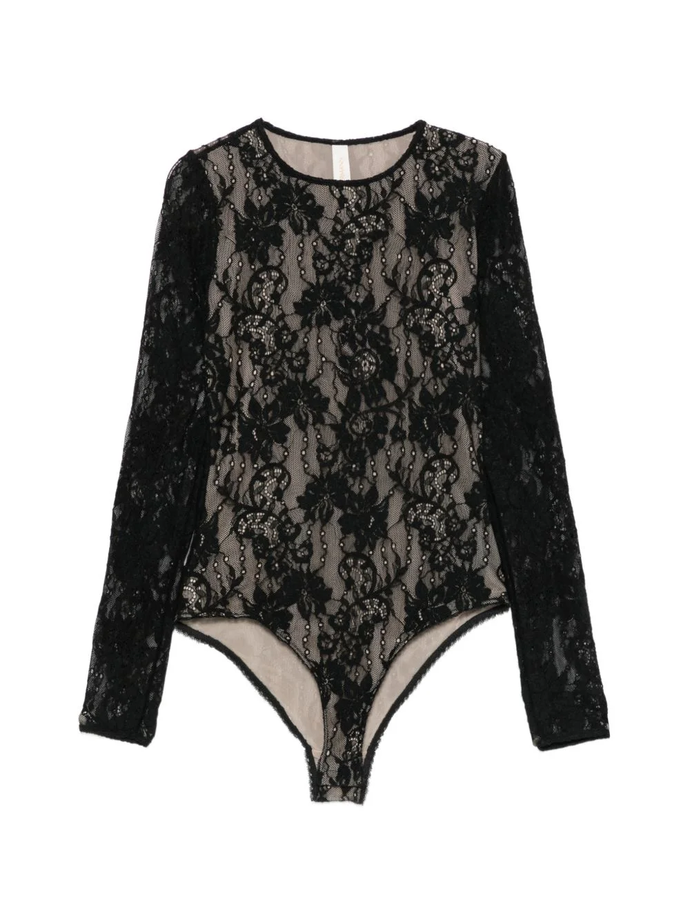 lace-panelled long-sleeve bodysuit - 1