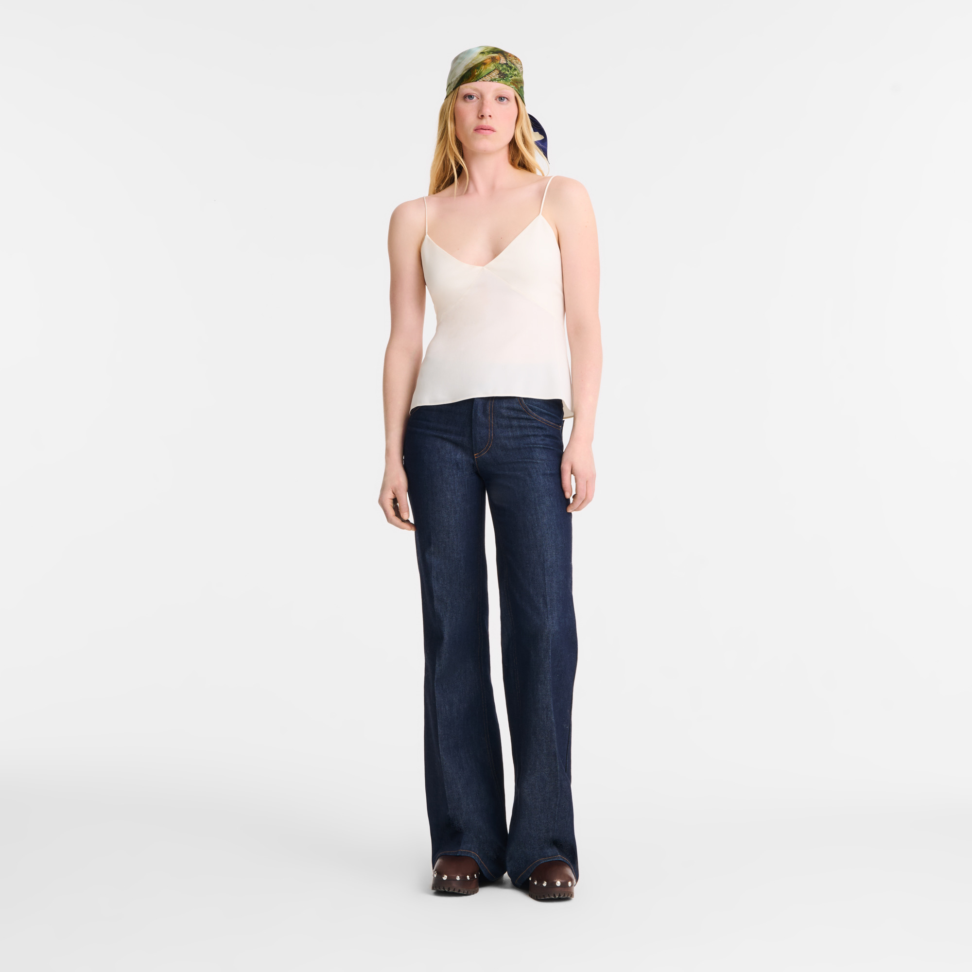 Thin strap top Ecru - Crepe de Chine - 2