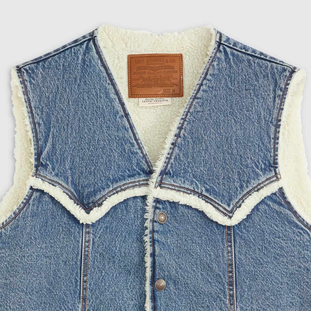 WESTERN DENIM SHERPA VEST - 6